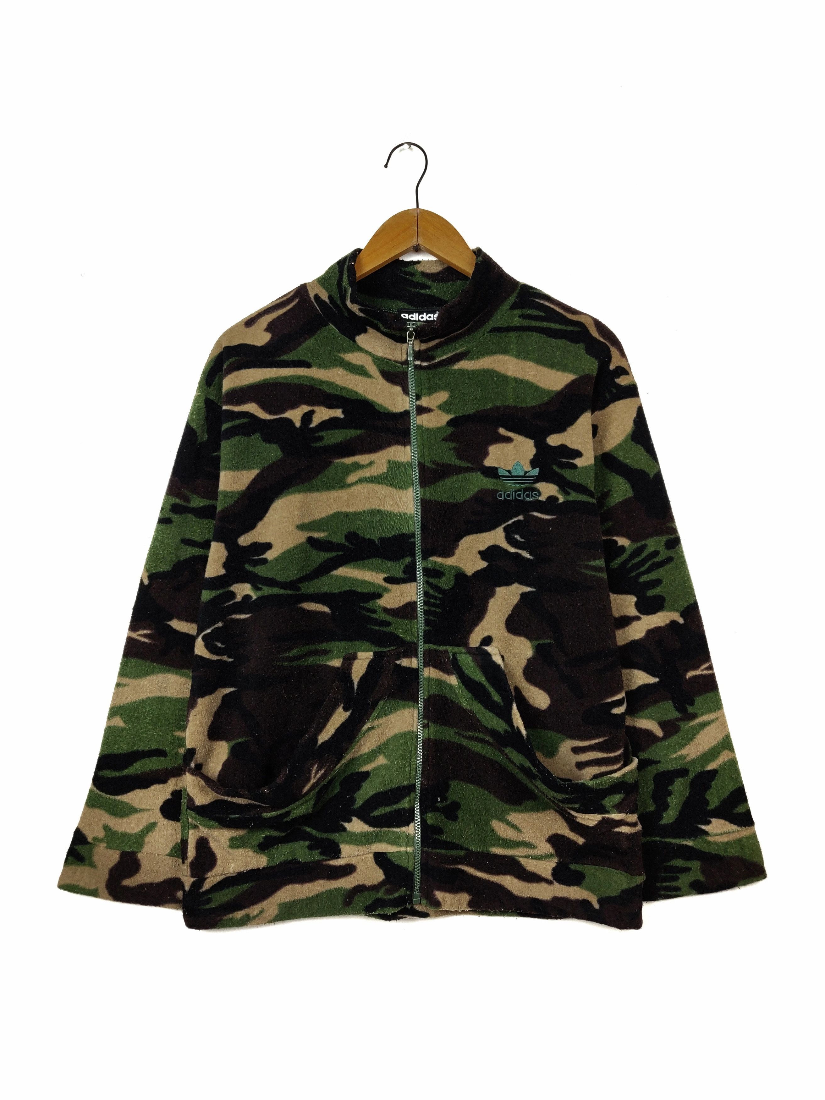 Vintage Adidas Camo Zipper Fleece Sweater Jacket