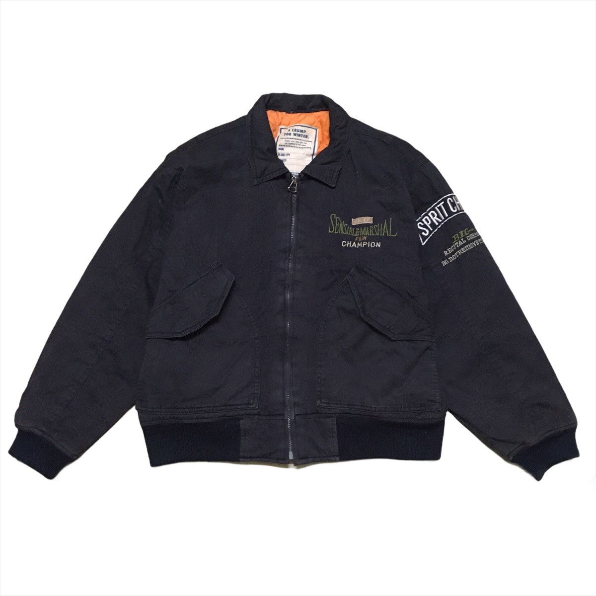 image of Bomber Jacket Bomber Style Jacket With Patches in Black, Men's (Size Medium)