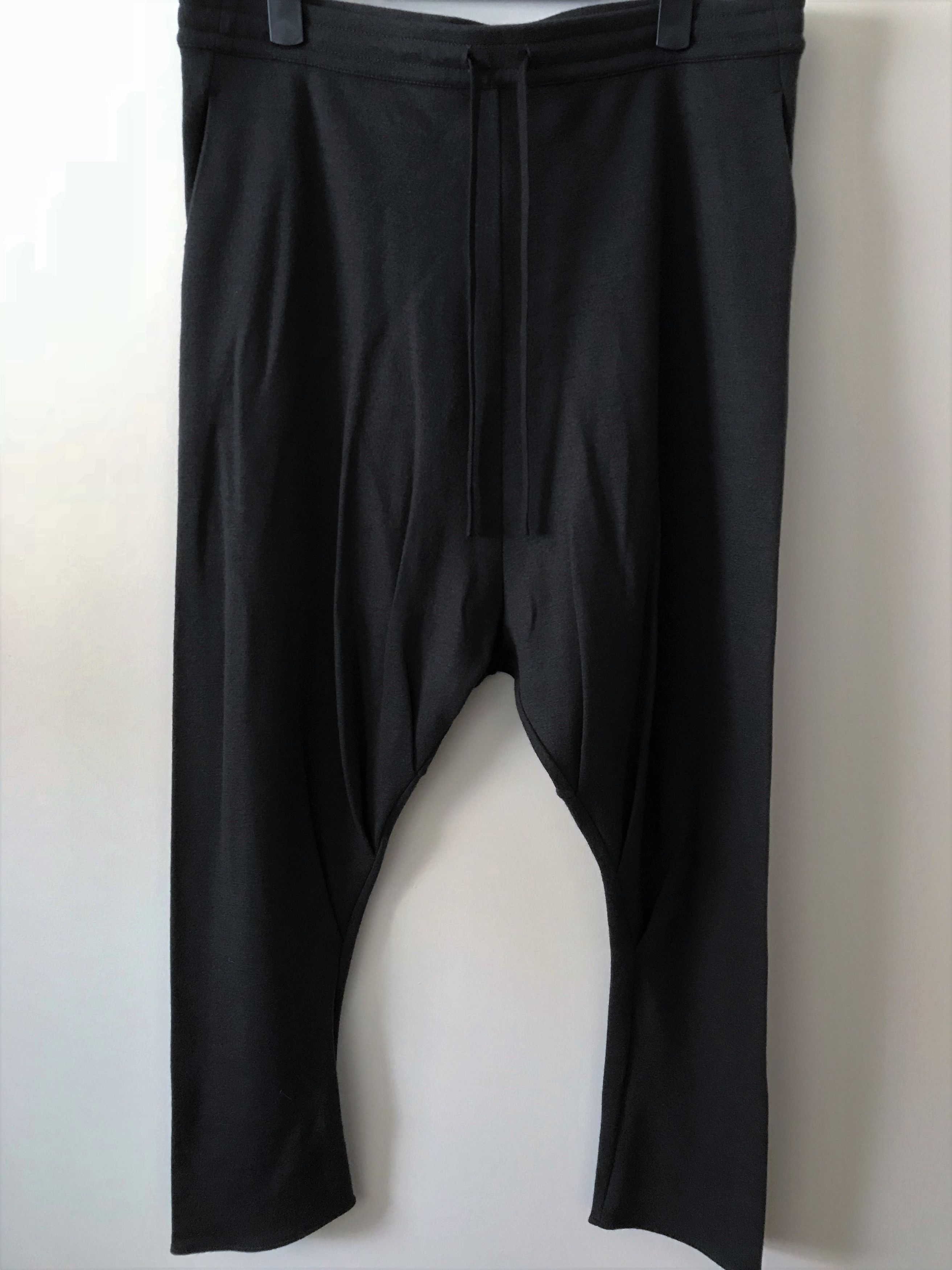 image of Forme D Expression Small Dark Green-Grey Wool Drop Crotch Lounge Pants in Green Gray (Size 30)