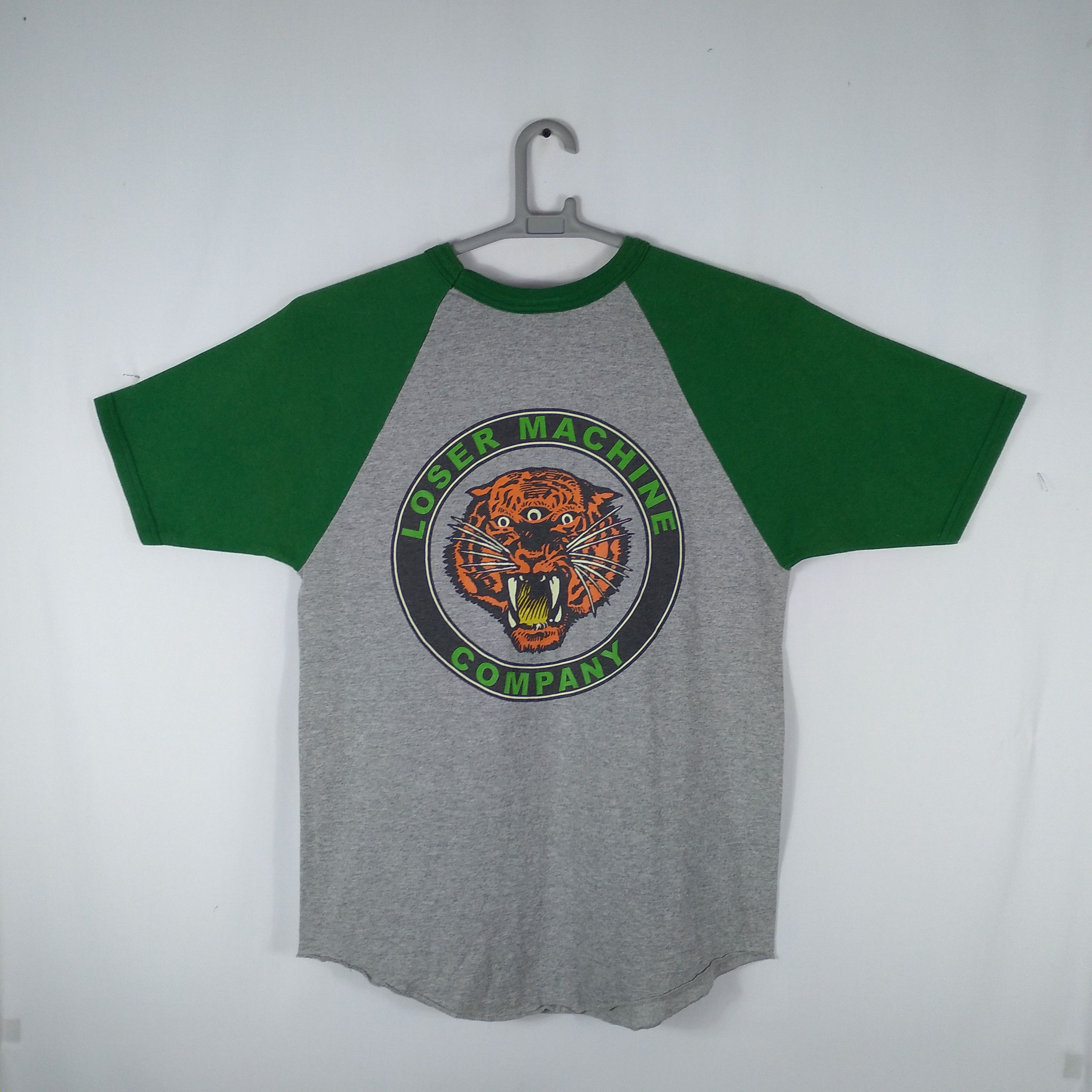 image of Avant Garde x Loser Machine Company Big Tiger Print Raglan Tee in Grey, Men's (Size Medium)
