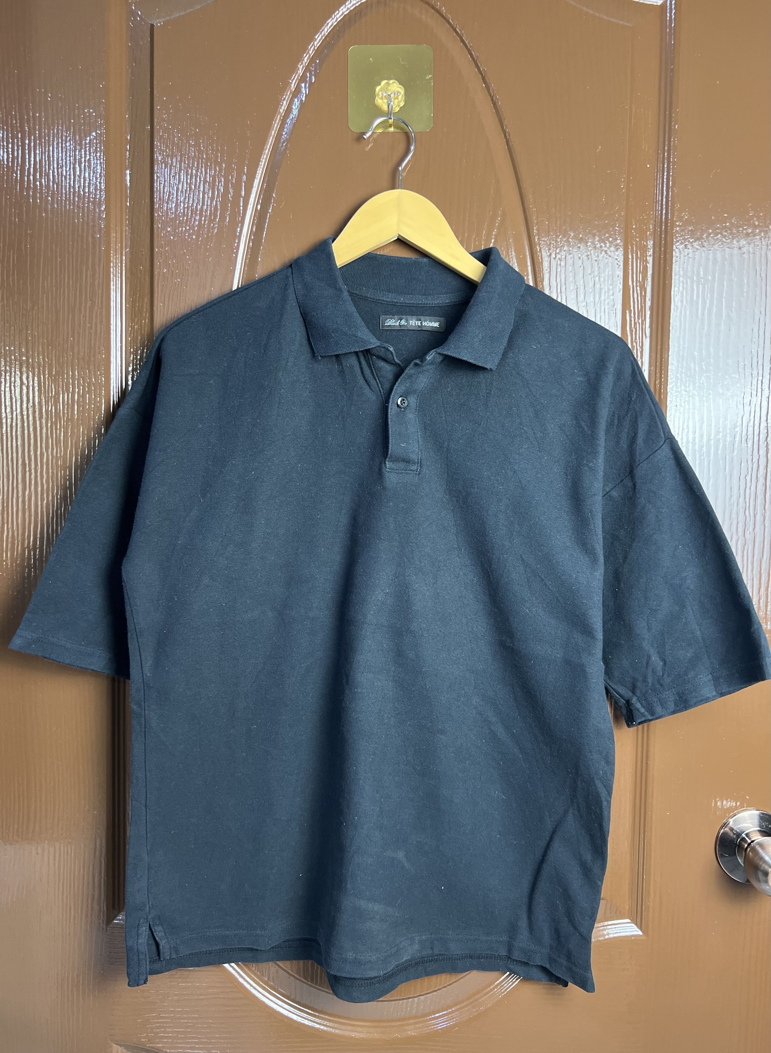 Tete Homme 🔥Black On Tête Homme Issey Miyake Polo Tees Size US M / EU 48-50 / 2 - 12 Thumbnail