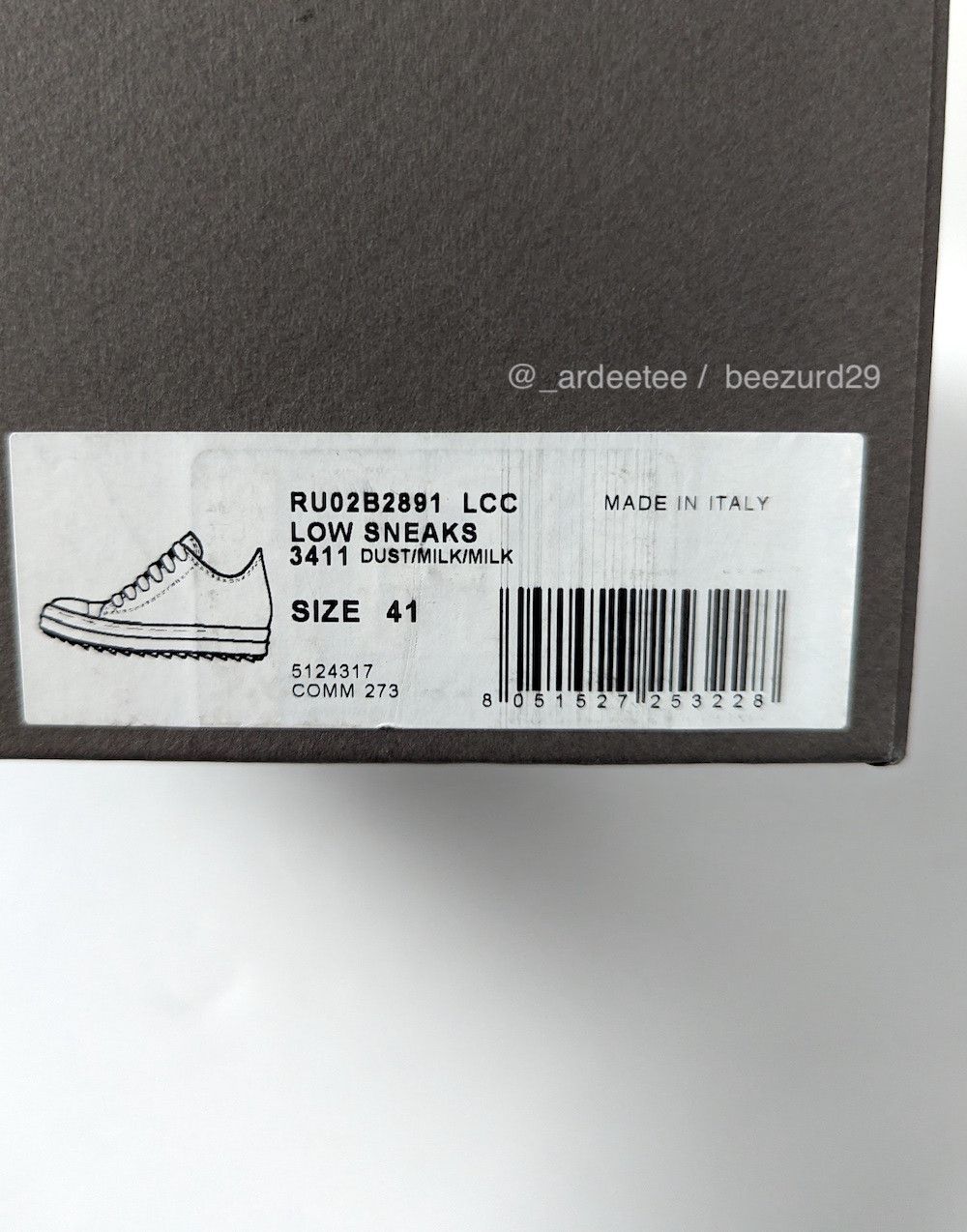 Rick Owens *NEW* MAINLINE DUST SUEDE RAMONES LOW FW22 STROBE Size US 8 / EU 41 - 10 Thumbnail