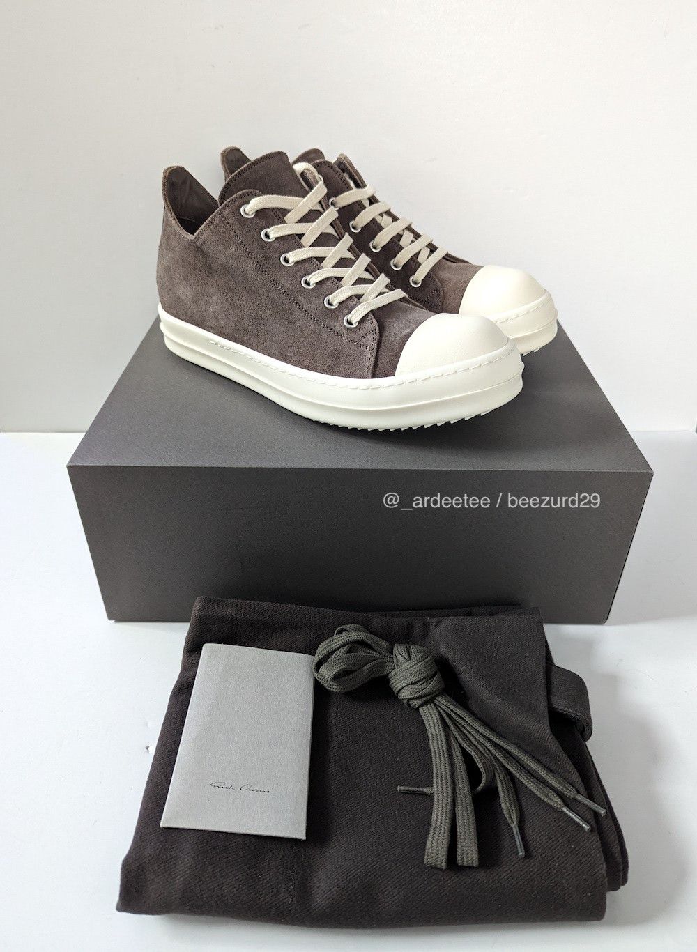 image of Rick Owens New Mainline Dust Suede Ramones Low Fw22 Strobe Shoes, Men's (Size 8)
