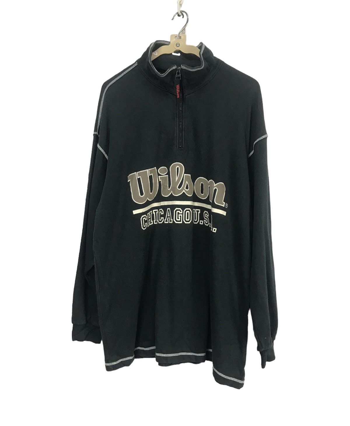 Vintage × Wilson Wilson Chicago usa spellout half zipper sweatshirt Size US L / EU 52-54 / 3 - 1 Thumbnail