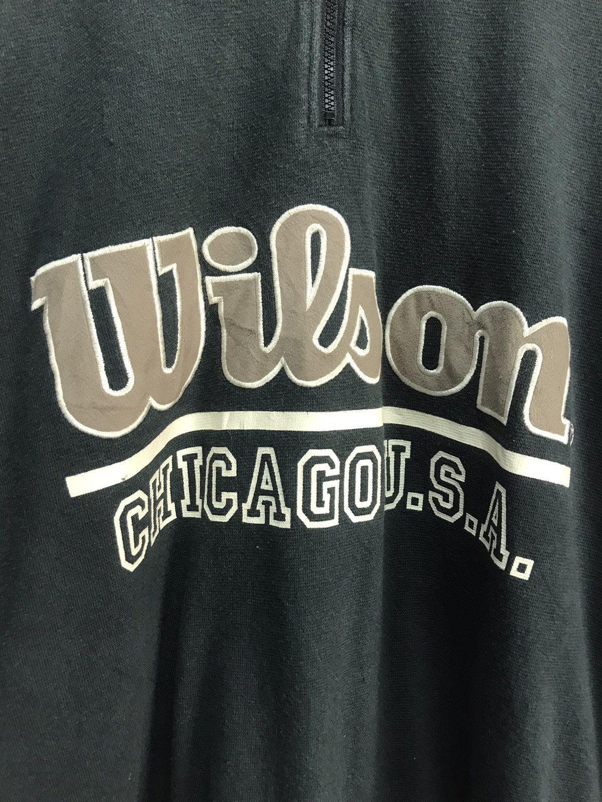 Vintage × Wilson Wilson Chicago usa spellout half zipper sweatshirt Size US L / EU 52-54 / 3 - 7 Thumbnail