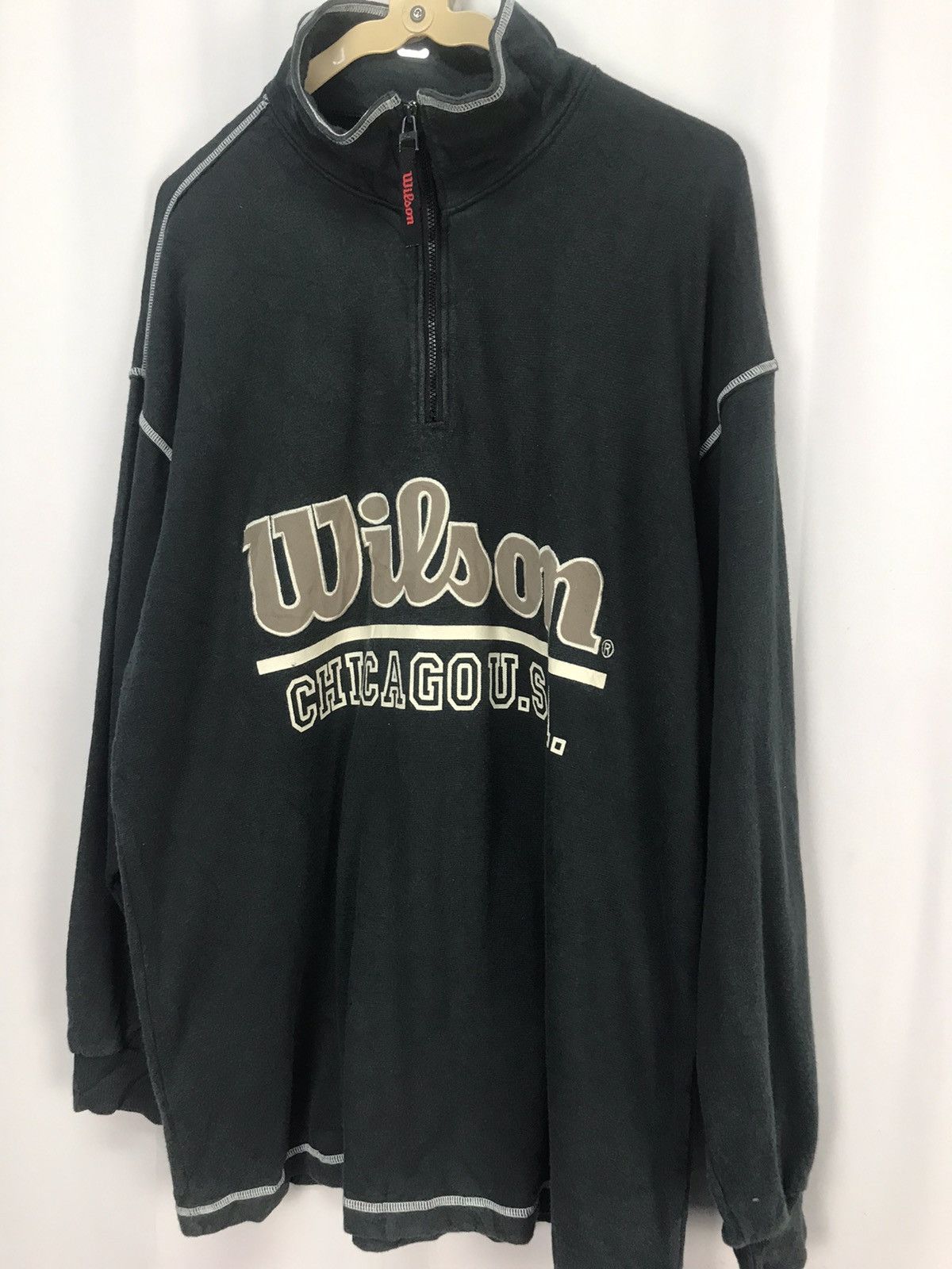 Vintage × Wilson Wilson Chicago usa spellout half zipper sweatshirt Size US L / EU 52-54 / 3 - 6 Thumbnail