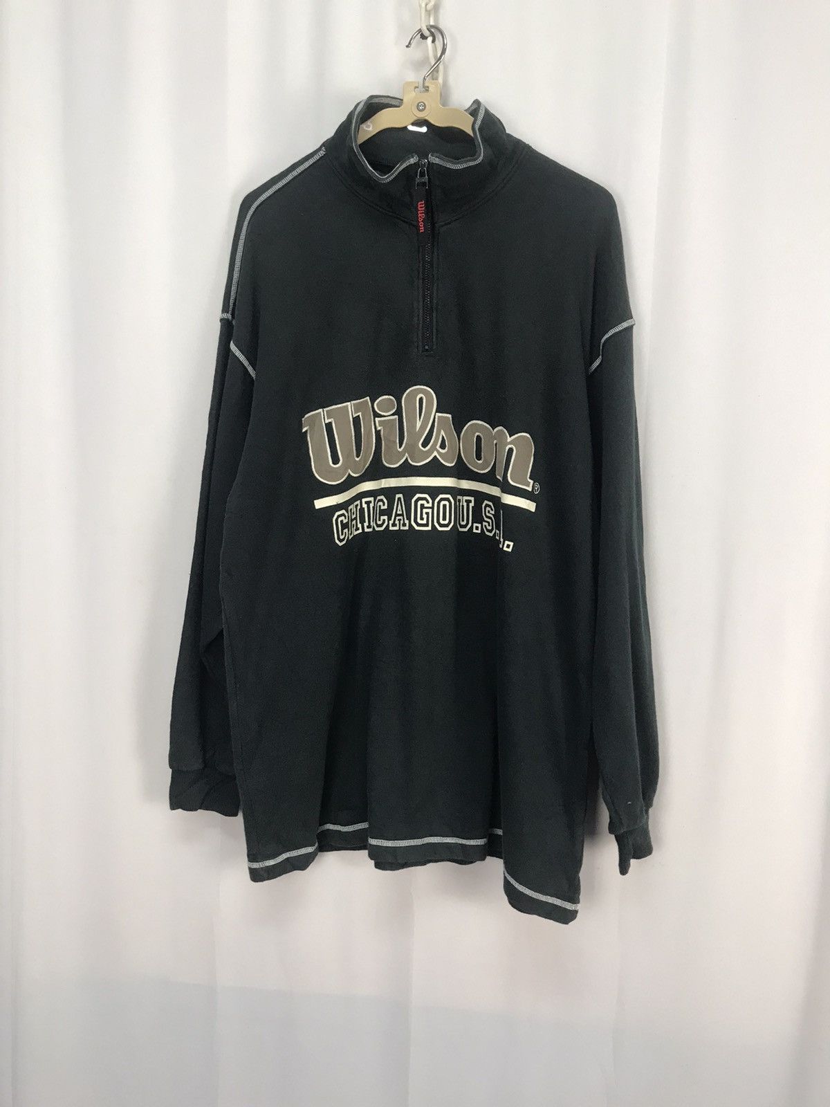 Vintage × Wilson Wilson Chicago usa spellout half zipper sweatshirt Size US L / EU 52-54 / 3 - 10 Thumbnail