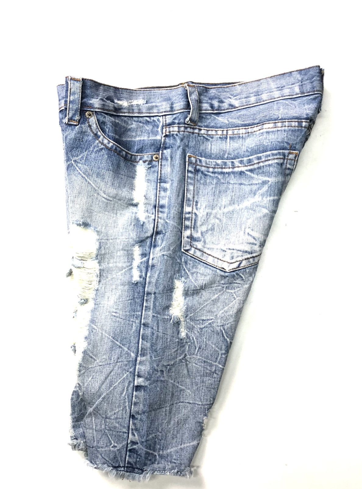 Japanese Brand K.U.I INC DISSTRESSED SHORT DENIM Size US 34 / EU 50 - 9 Thumbnail