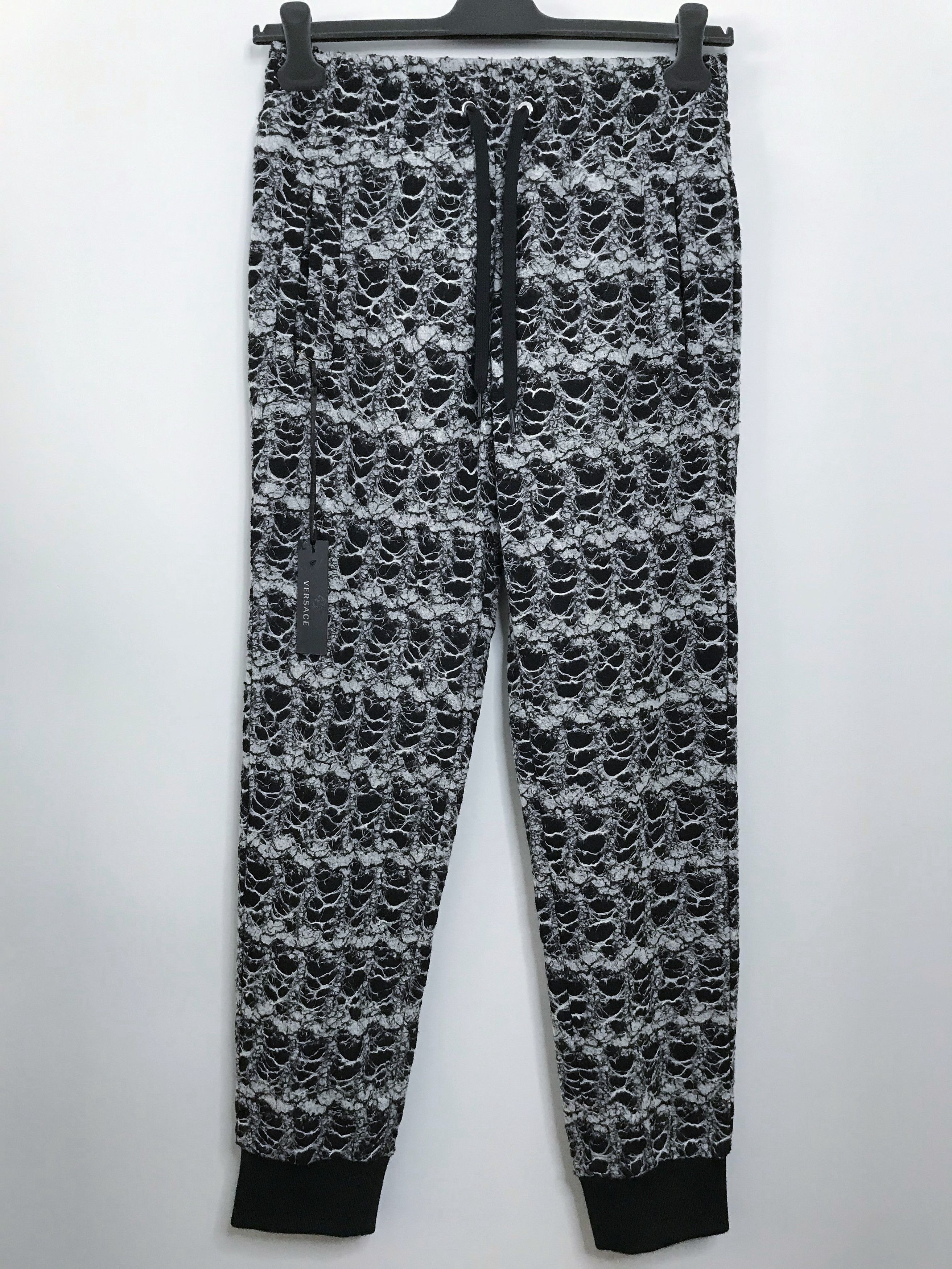 image of Versace Small - Textured Wool Blend Jogger Lounge Pants - Fw17, Men's (Size 30)