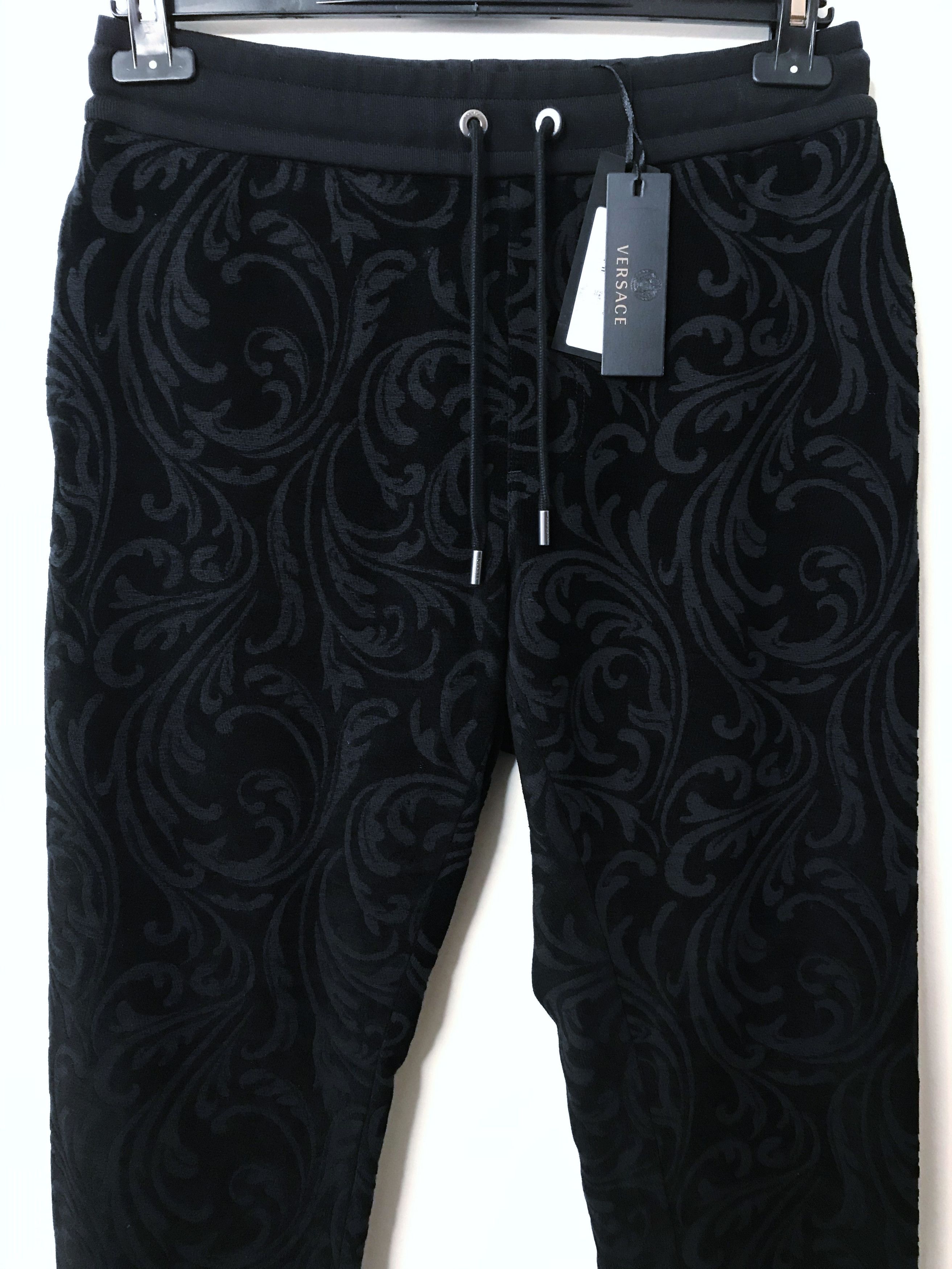 image of Versace Small Jacquard Brocade Baroque Jogger Lounge Pants $1250 in Black, Men's (Size 30)