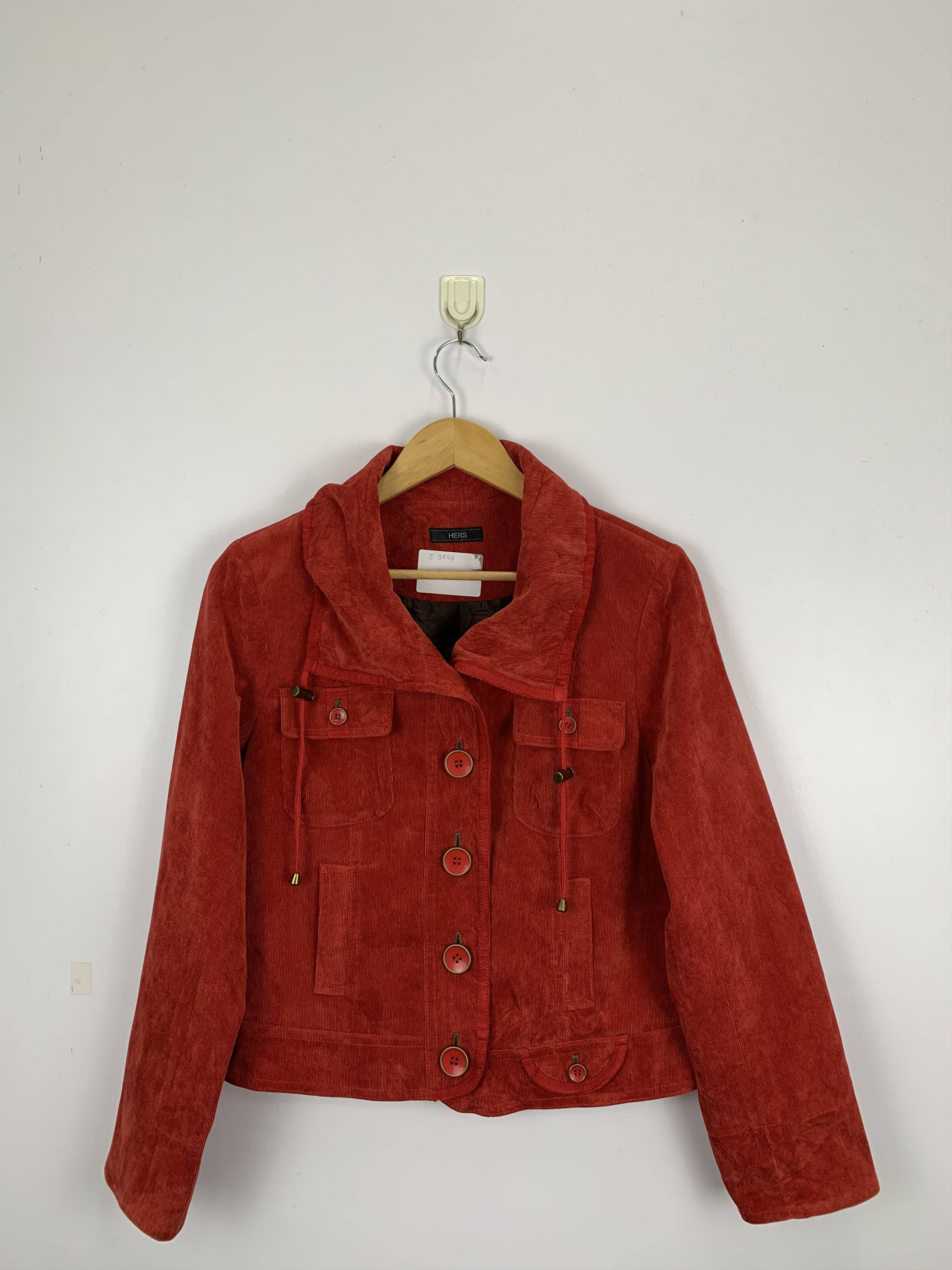 image of Vintage Velvet Coduroy Denim Jacket in Red, Men's (Size Medium)