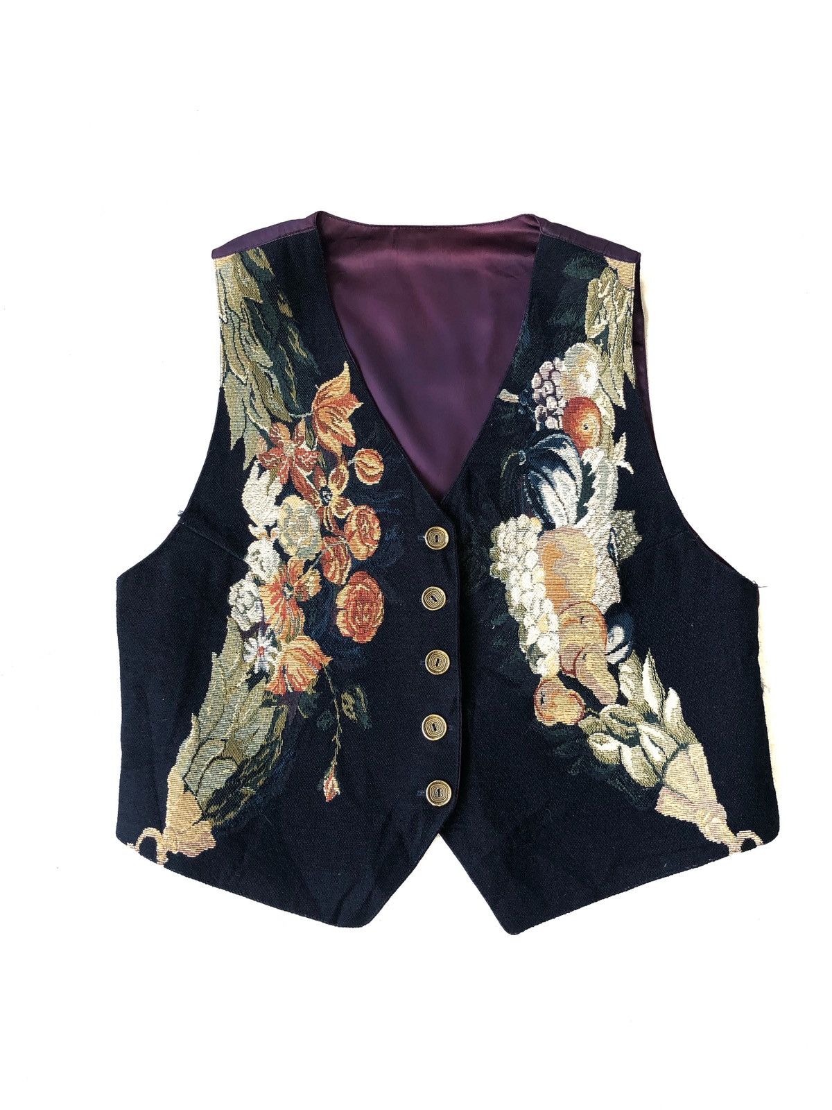image of Artistix x Indigo Vintage Indigo Dyed Made Floral & Fauna Embroidered Vest, Men's (Size Small)