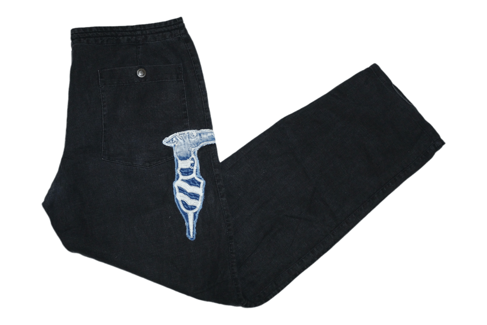 🔥VTG🔥 Trussardi Logo Embroidery Washed Linen Relax Pants