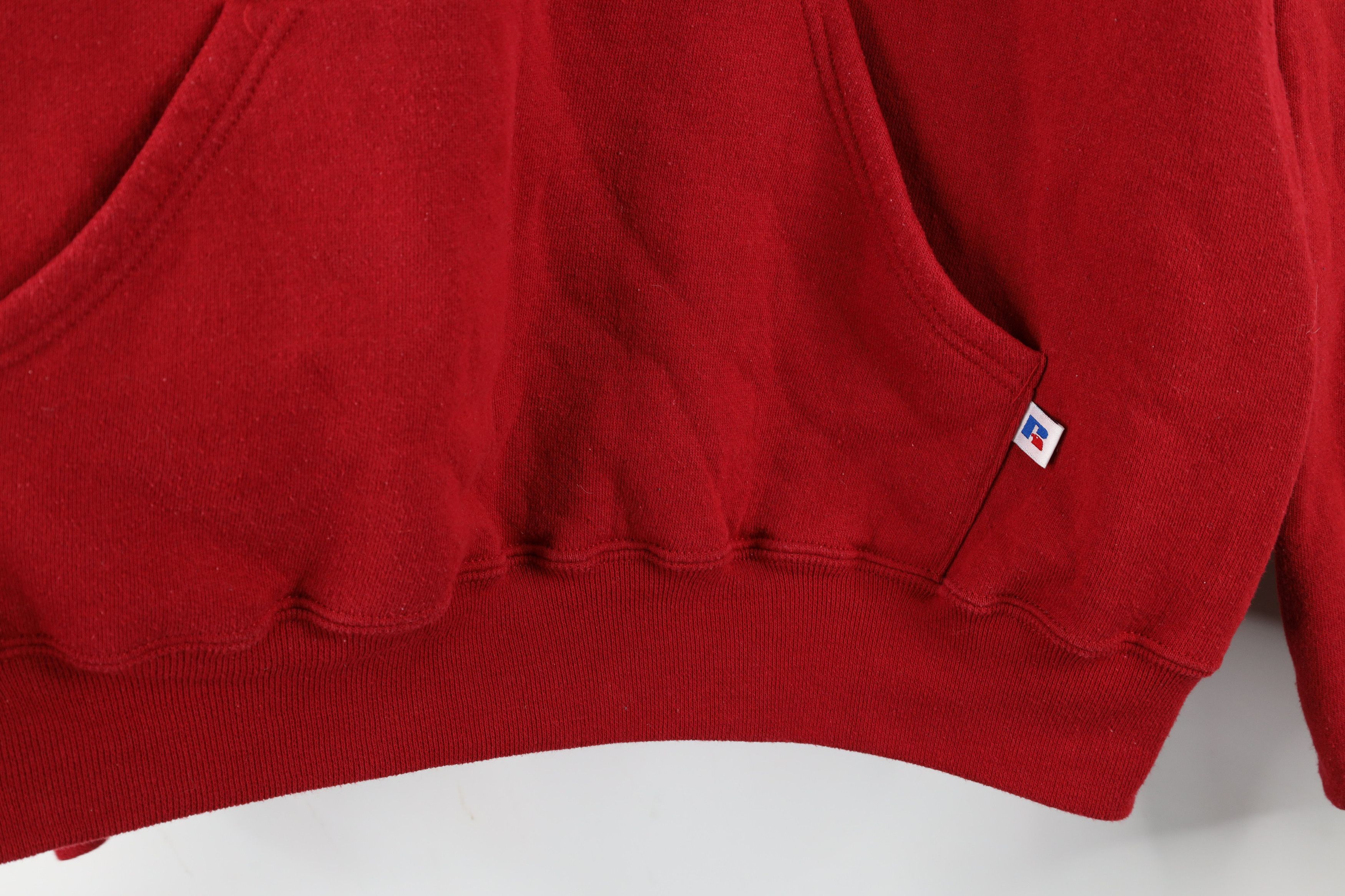 Russell Athletic × Vintage Vintage 90s Russell Athletic Blank Hoodie Sweatshirt Red Size US L / EU 52-54 / 3 - 5 Thumbnail