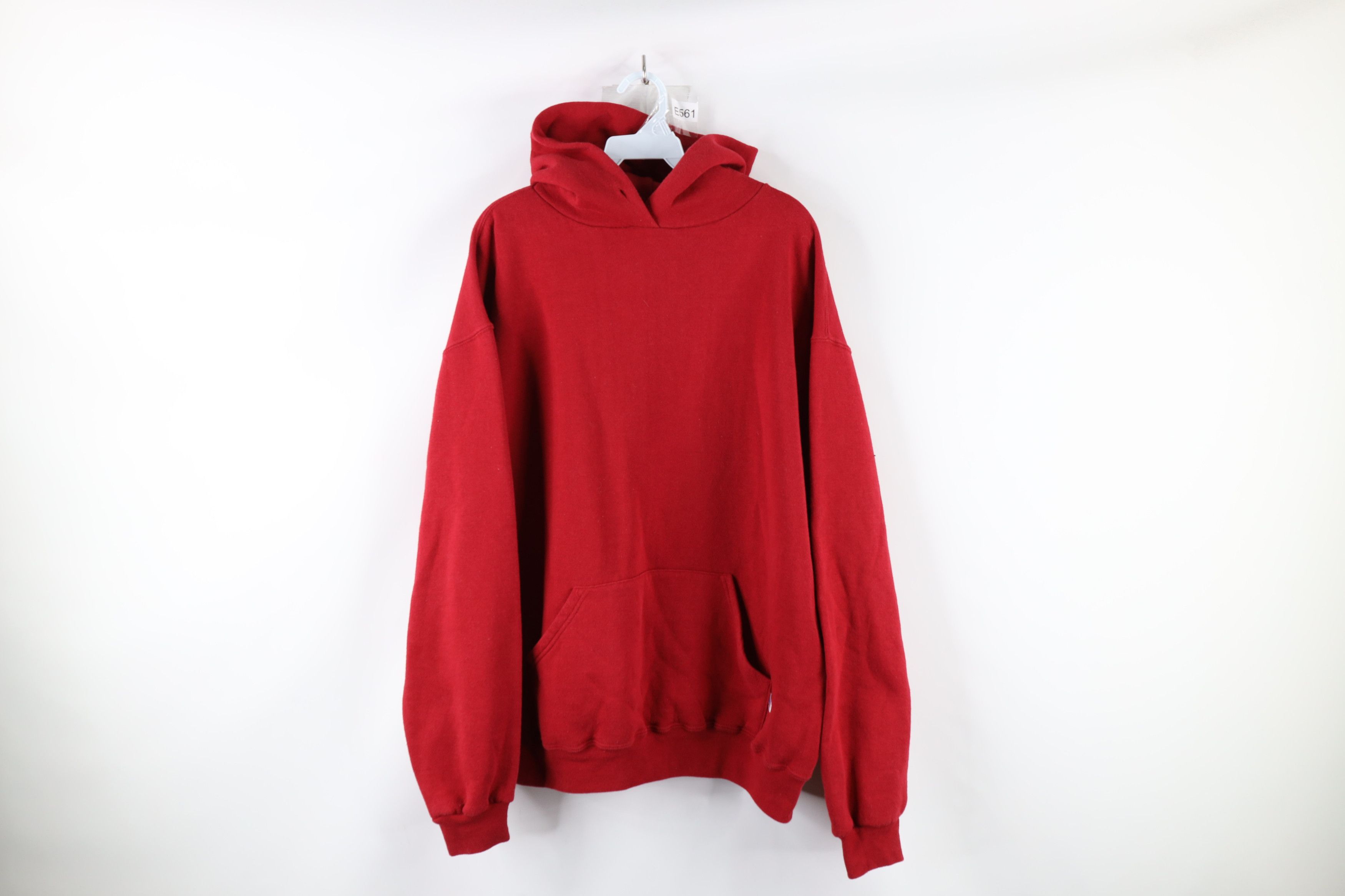 Russell Athletic × Vintage Vintage 90s Russell Athletic Blank Hoodie Sweatshirt Red Size US L / EU 52-54 / 3 - 1 Thumbnail