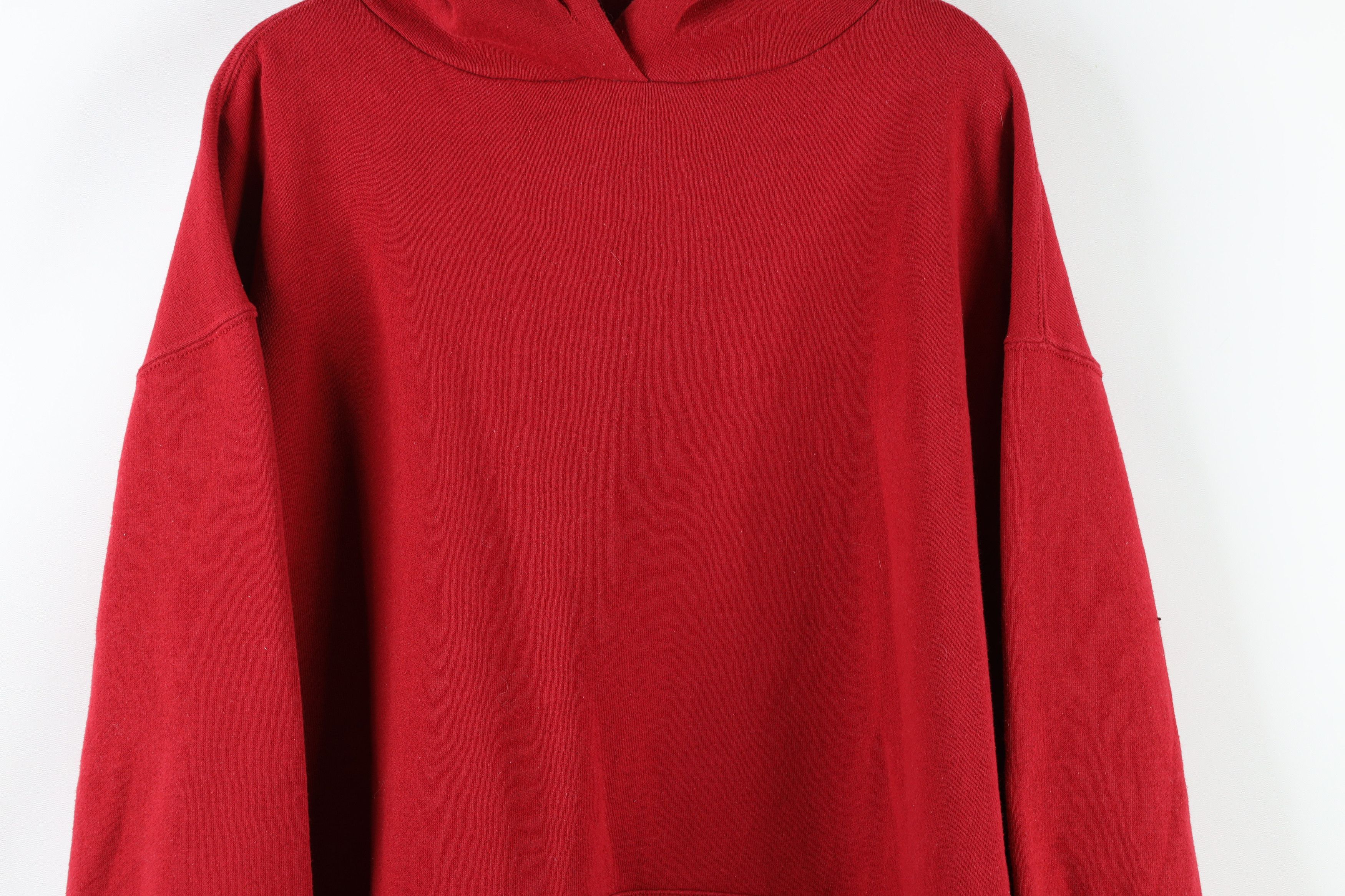 Russell Athletic × Vintage Vintage 90s Russell Athletic Blank Hoodie Sweatshirt Red Size US L / EU 52-54 / 3 - 3 Thumbnail