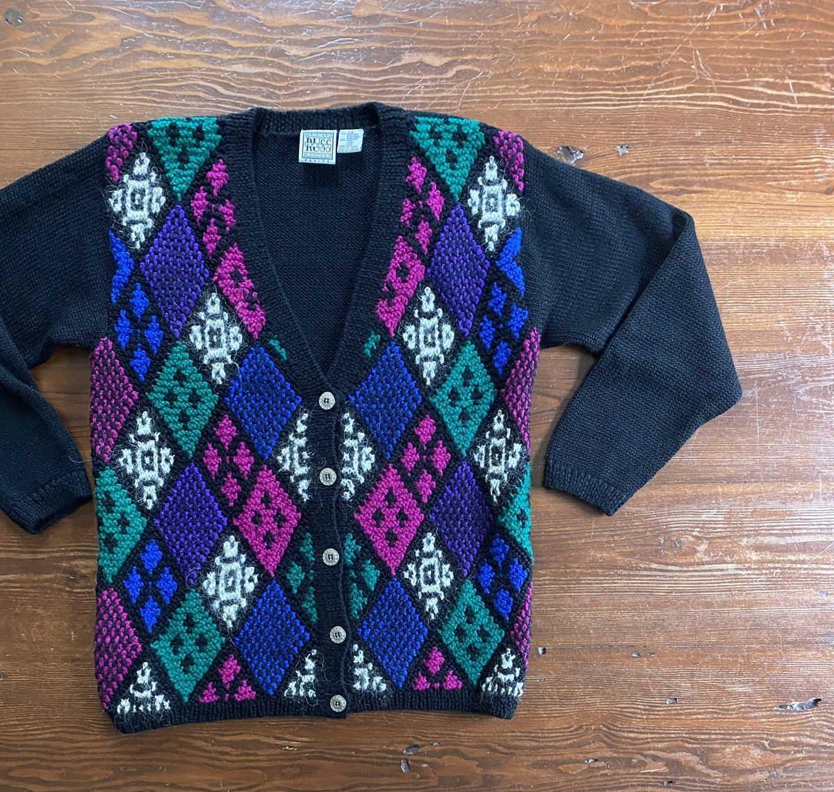 Vintage Vintage 90’s Russ Sport Argyle Knit Cardigan Sweater Size S / US 4 / IT 40 - 1 Thumbnail