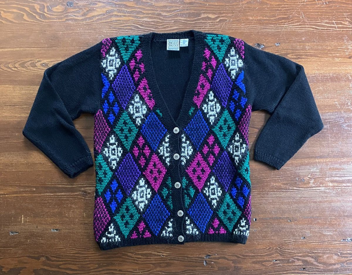 Cardigan × Vintage Vintage 90's Russ Sport Argyle Knit