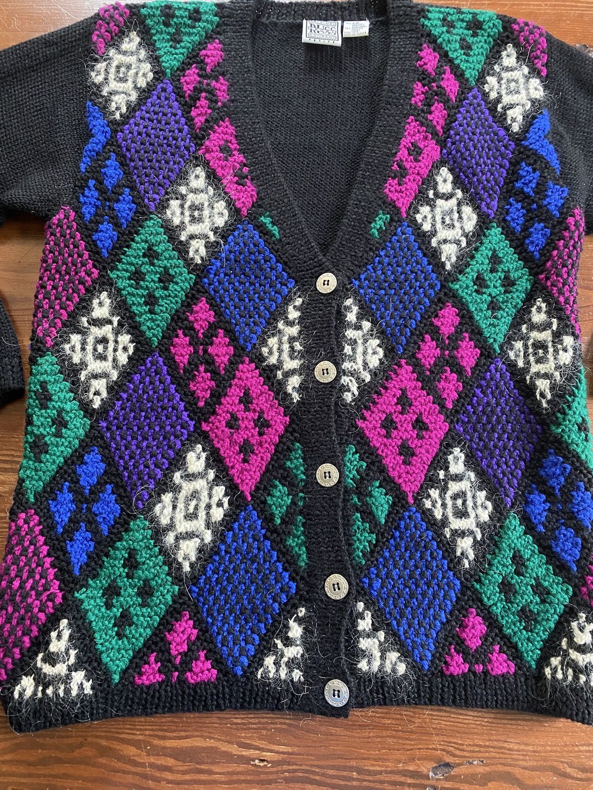 Vintage Vintage 90’s Russ Sport Argyle Knit Cardigan Sweater Size S / US 4 / IT 40 - 3 Thumbnail