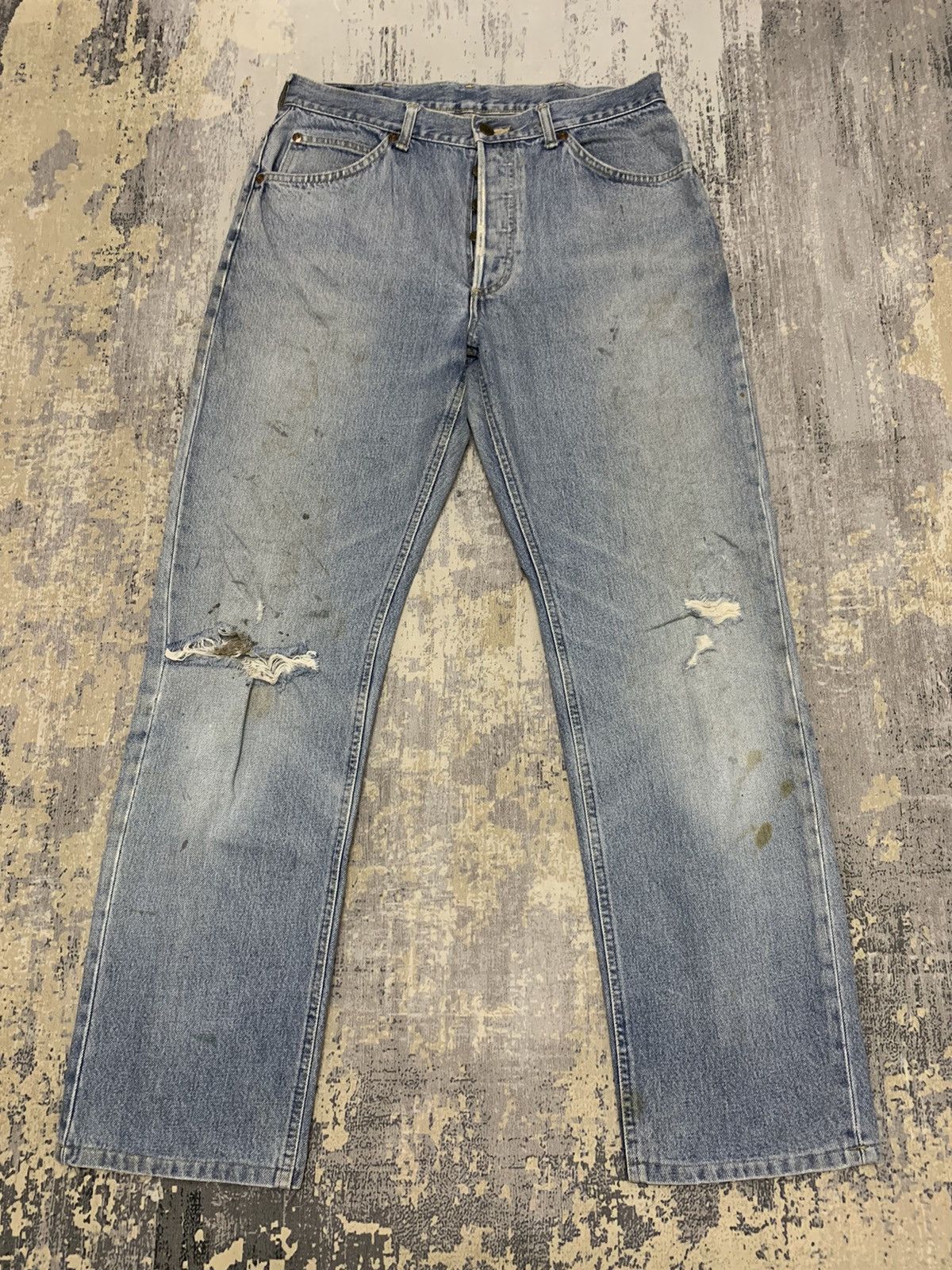 image of Distressed Denim x Jean Vintage Lee Riders Jeans Distressed Rusty Denim 32X29.5 in Blue, Men's