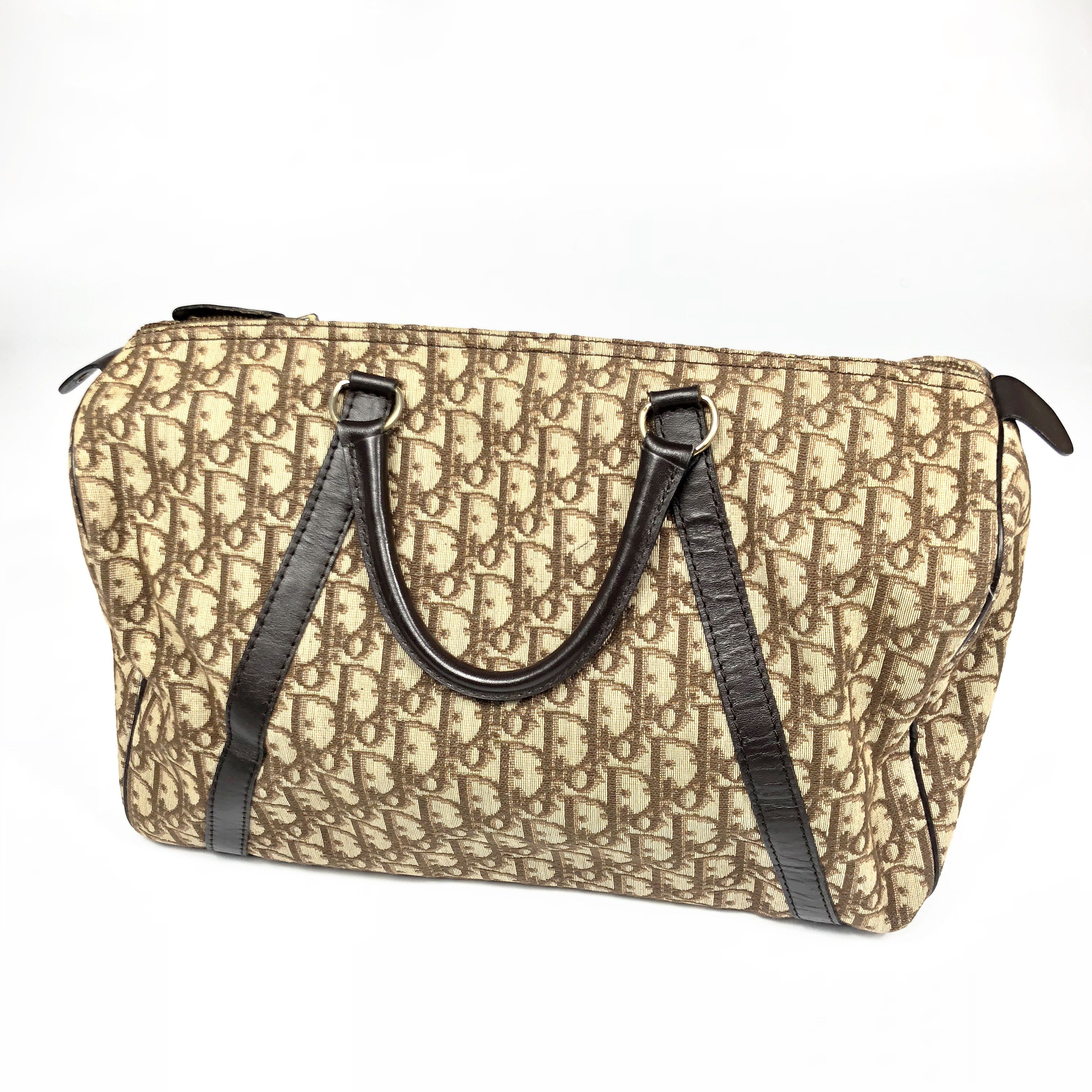 image of Christian Dior Monsieur x Dior Christian Dior Brown Monogram Boston Duffle Bag, Men's