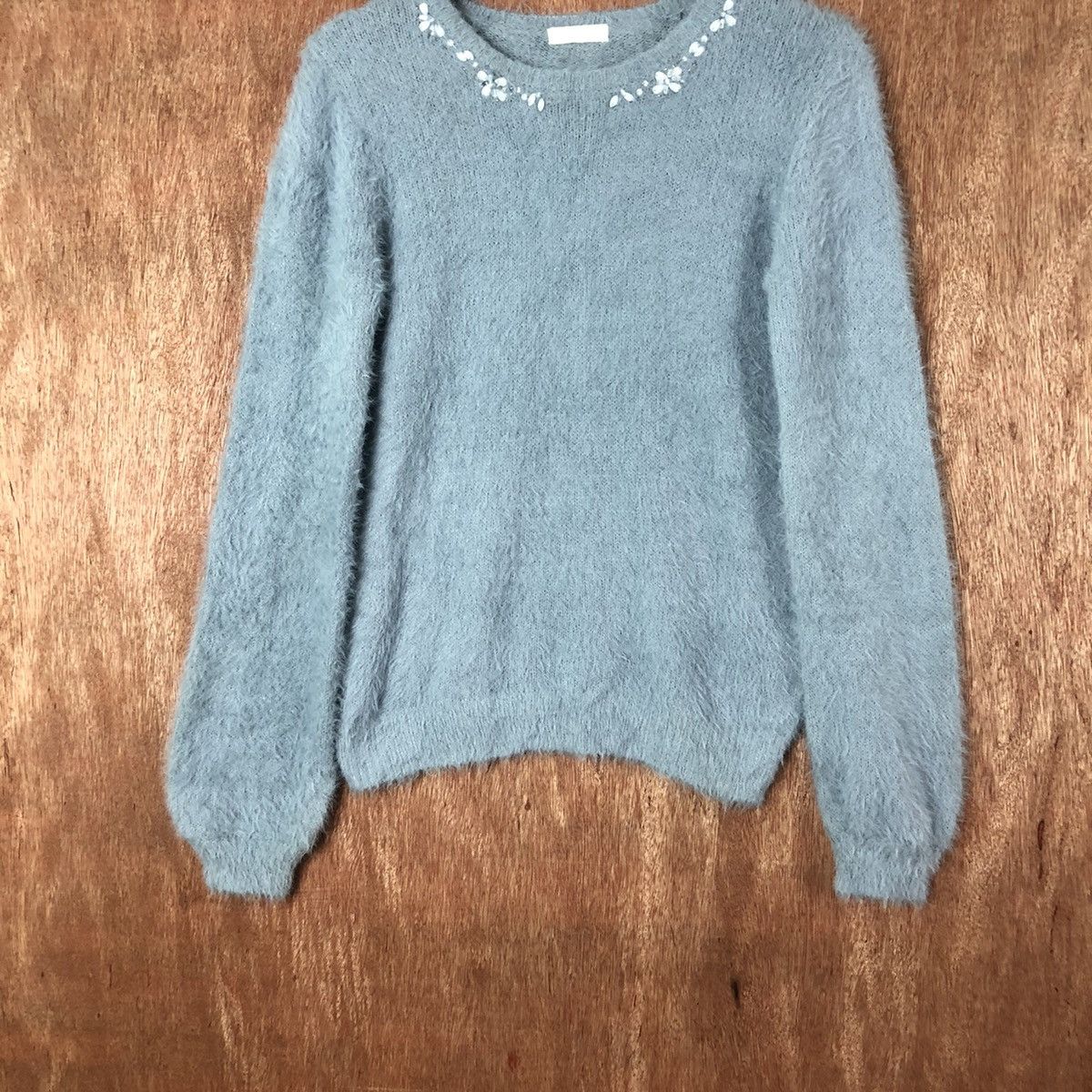 Aran Isles Knitwear × Homespun Knitwear × Japanese Brand Index Blue Shag Shaggy Fur Mohair Knitwear #6594 Size M / US 6-8 / IT 42-44 - 2 Thumbnail