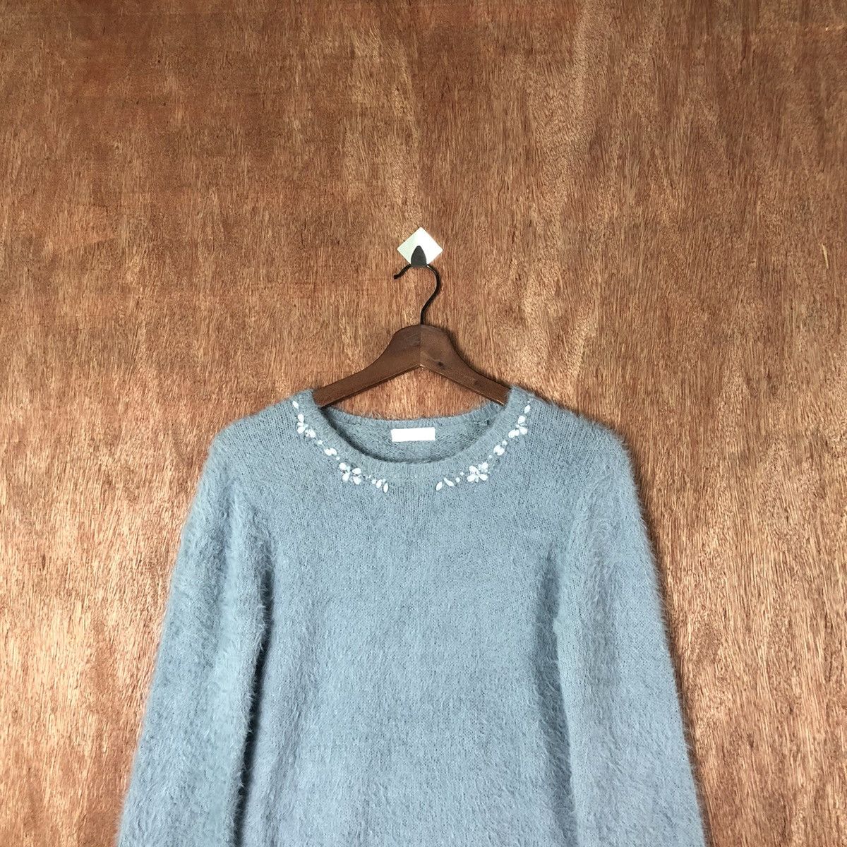 image of Aran Isles Knitwear x Homespun Knitwear Index Blue Shag Shaggy Fur Mohair Knitwear 6594, Women's (S