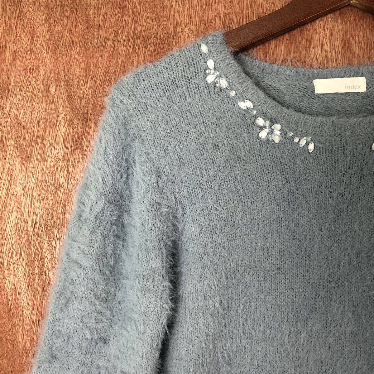 Aran Isles Knitwear × Homespun Knitwear × Japanese Brand Index Blue Shag Shaggy Fur Mohair Knitwear #6594 Size M / US 6-8 / IT 42-44 - 6 Thumbnail
