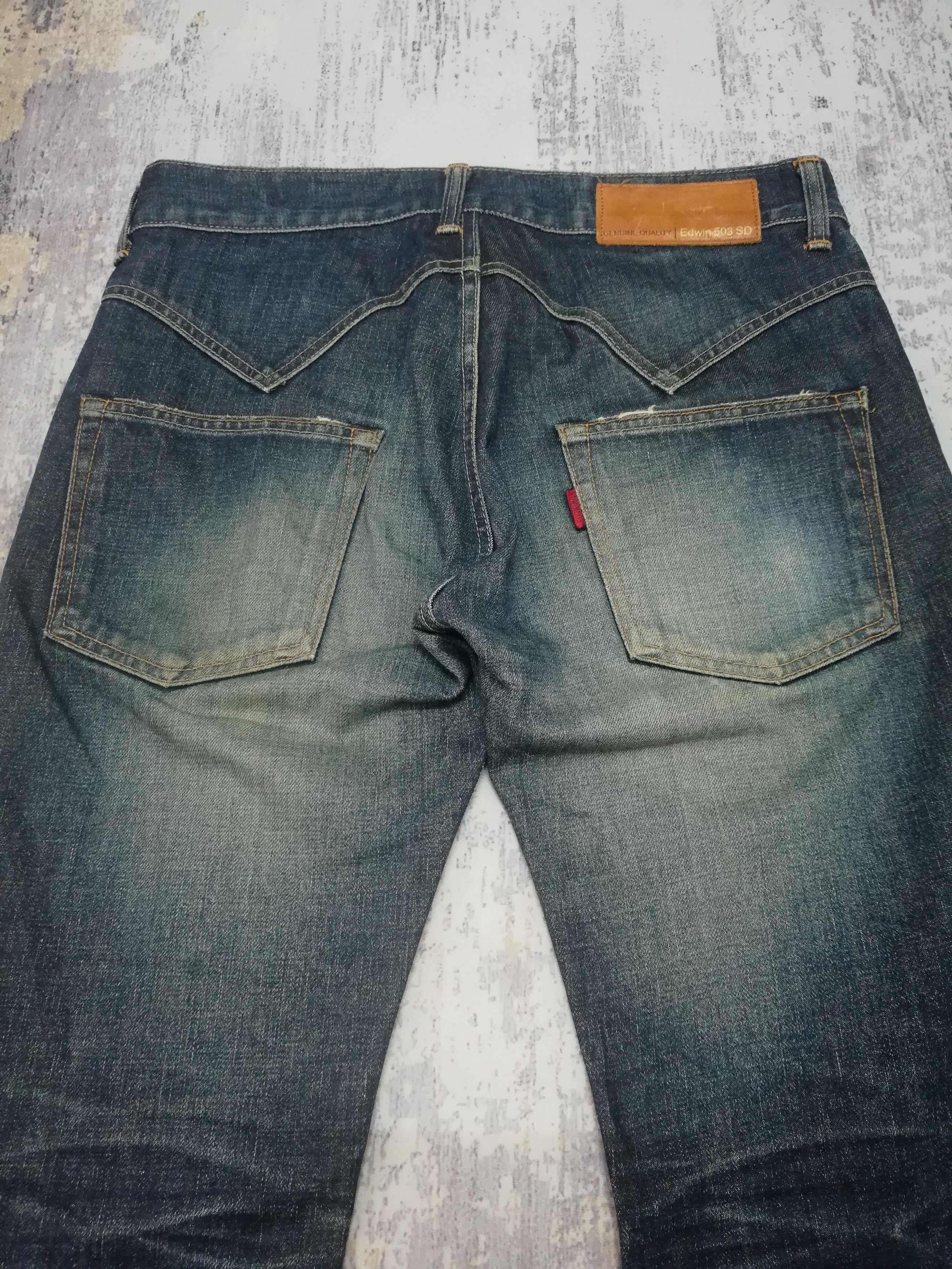 Archive Edwin 503 Mud Wash Distressed Flare Jeans W32