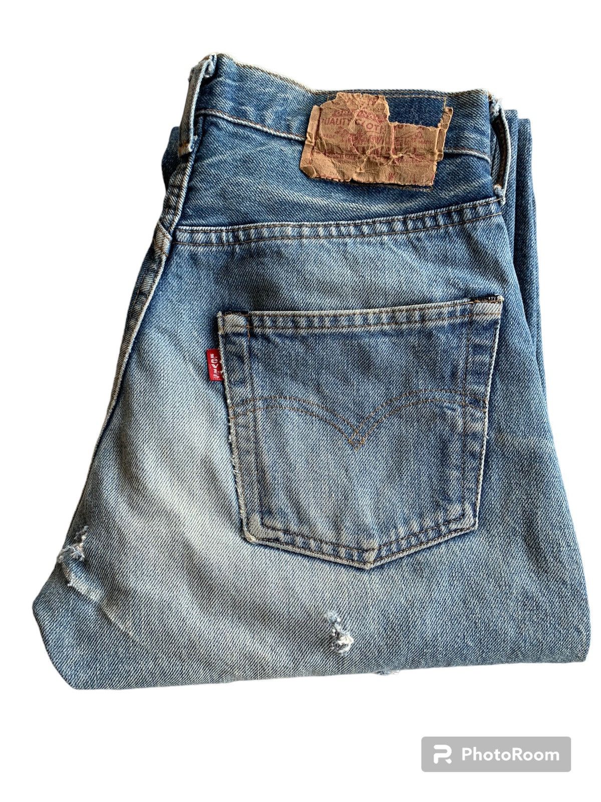 Levi's × Vintage Vintage Levis 501 Rindem 70s #524 Selvedge Distressed Denim Size US 27 - 9 Thumbnail
