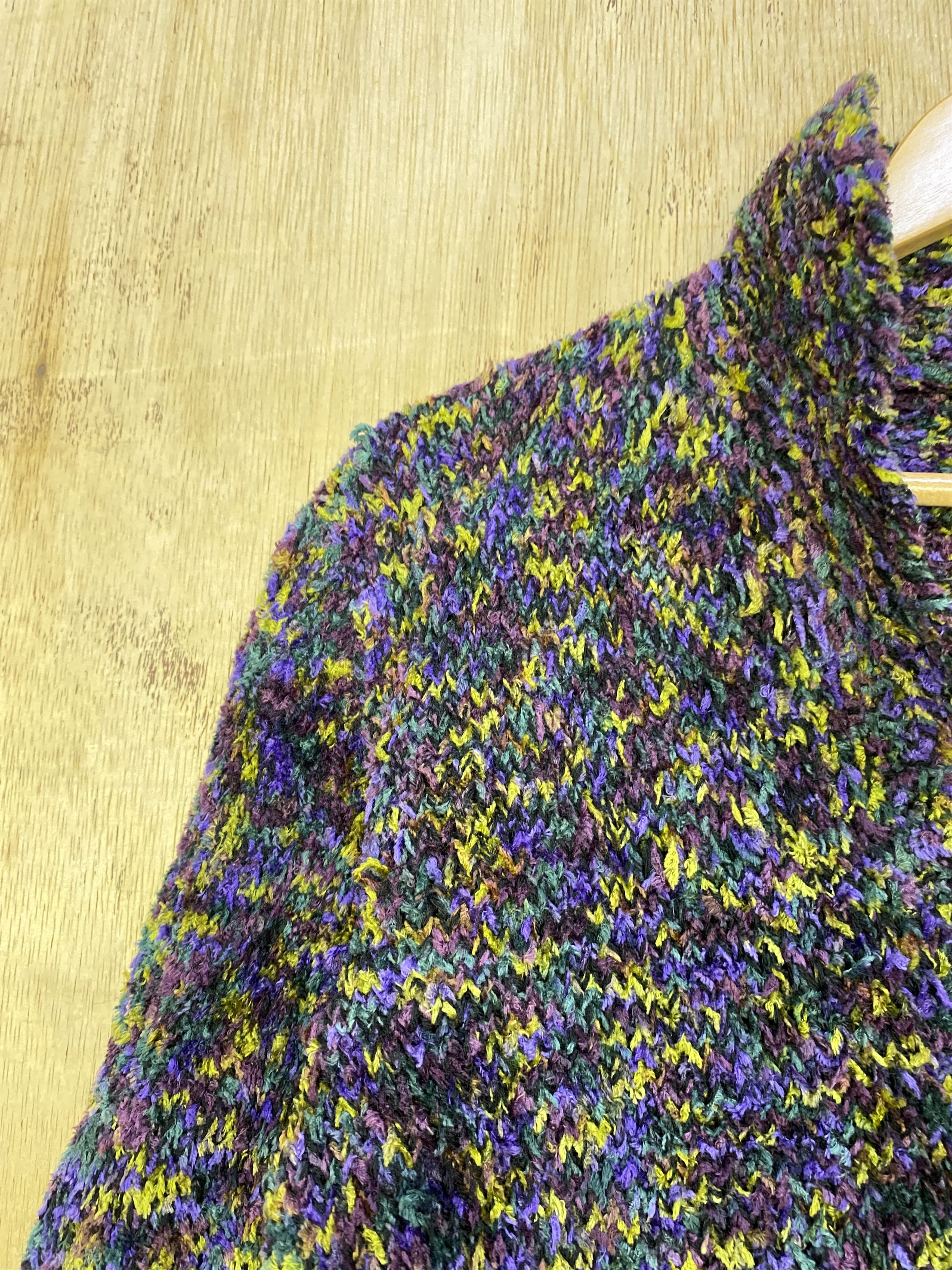 Homespun Knitwear Unbrand Purple Multi-Colourful Knit Cardigan #4311 Size M / US 6-8 / IT 42-44 - 3 Thumbnail