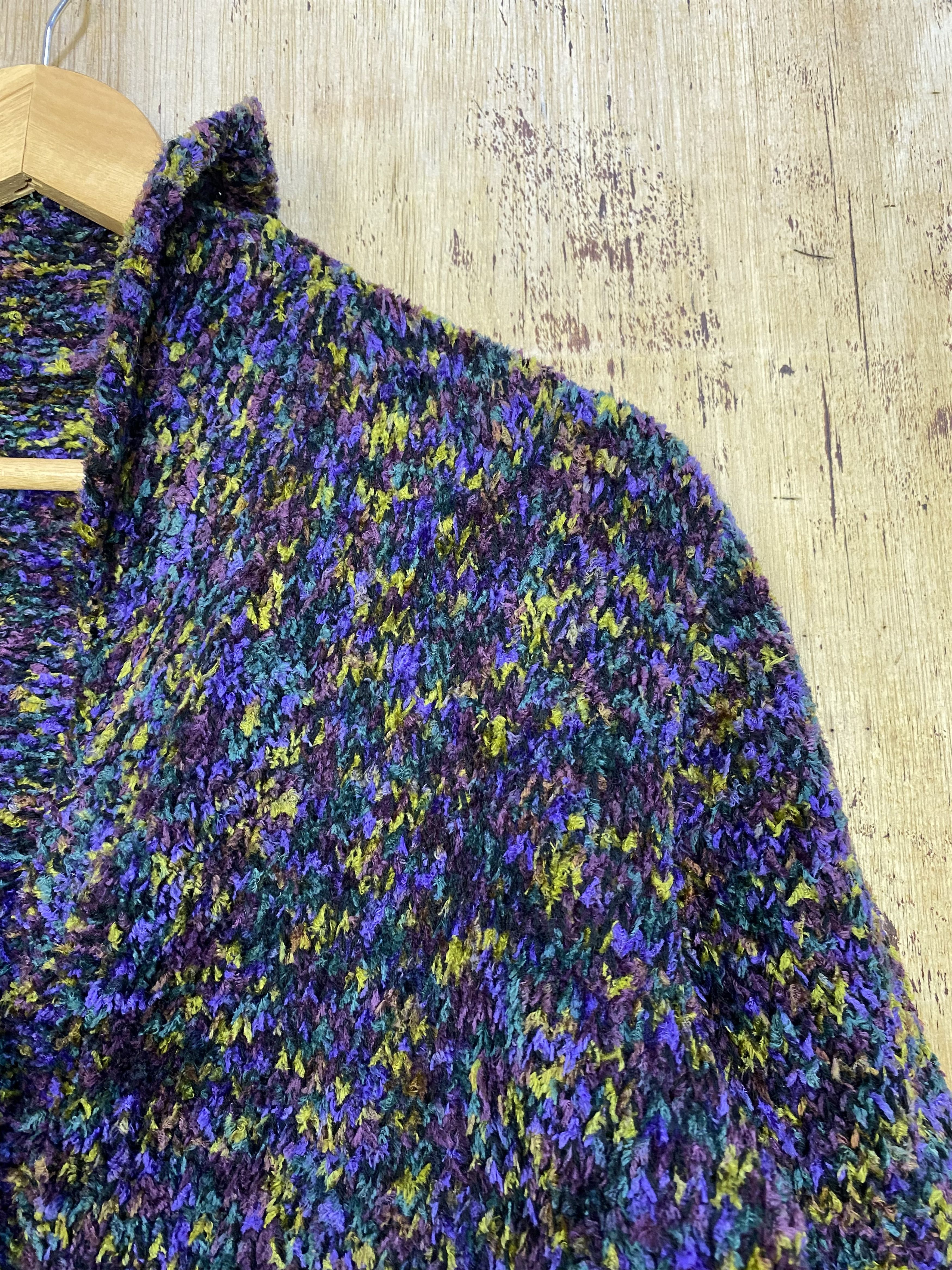 Homespun Knitwear Unbrand Purple Multi-Colourful Knit Cardigan #4311 Size M / US 6-8 / IT 42-44 - 4 Thumbnail