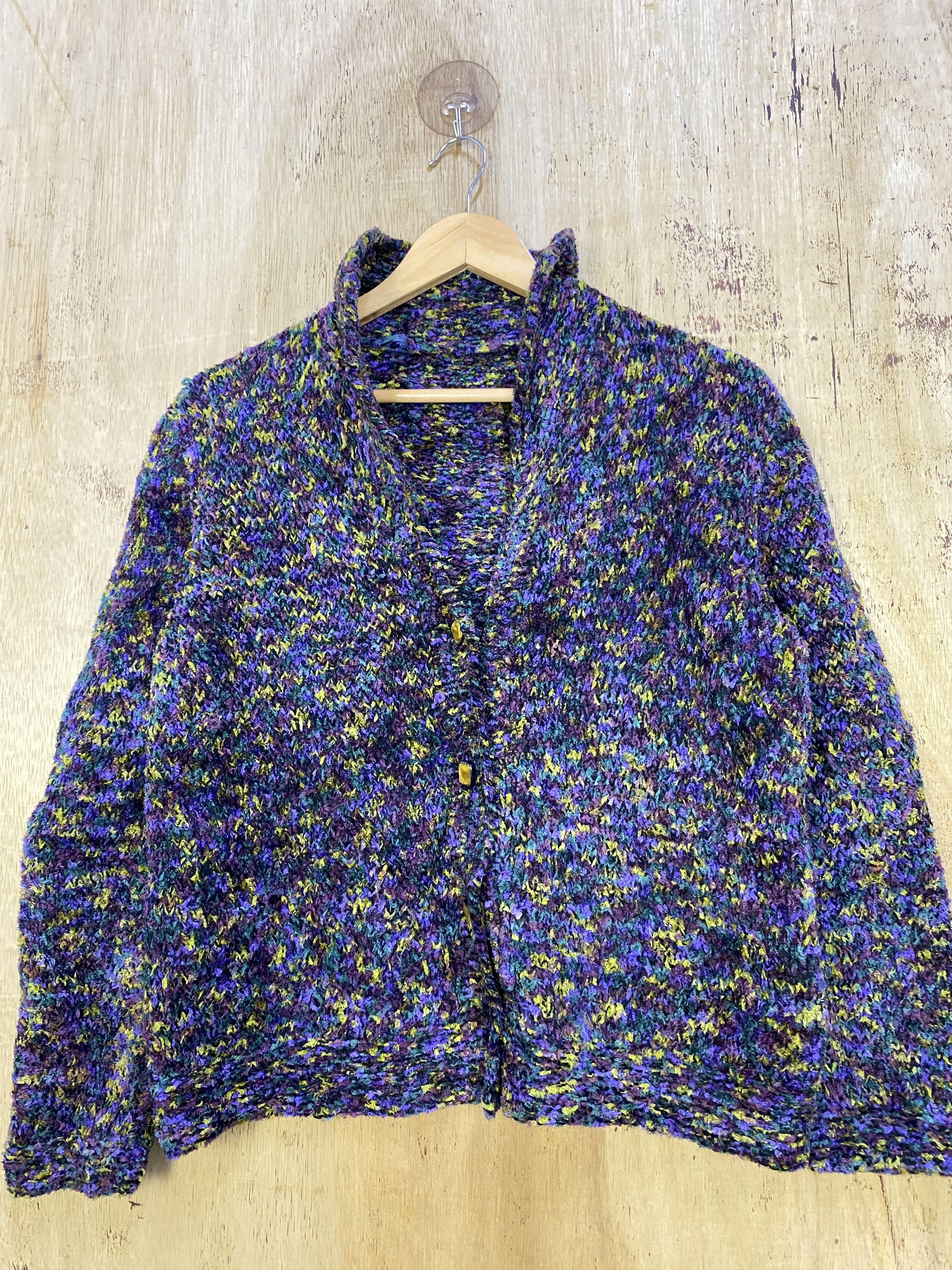 Homespun Knitwear Unbrand Purple Multi-Colourful Knit Cardigan #4311 Size M / US 6-8 / IT 42-44 - 1 Preview