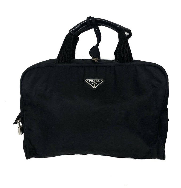 Prada Prada Black Nylon Satchel Bag With Lock Size ONE SIZE - 1 Thumbnail