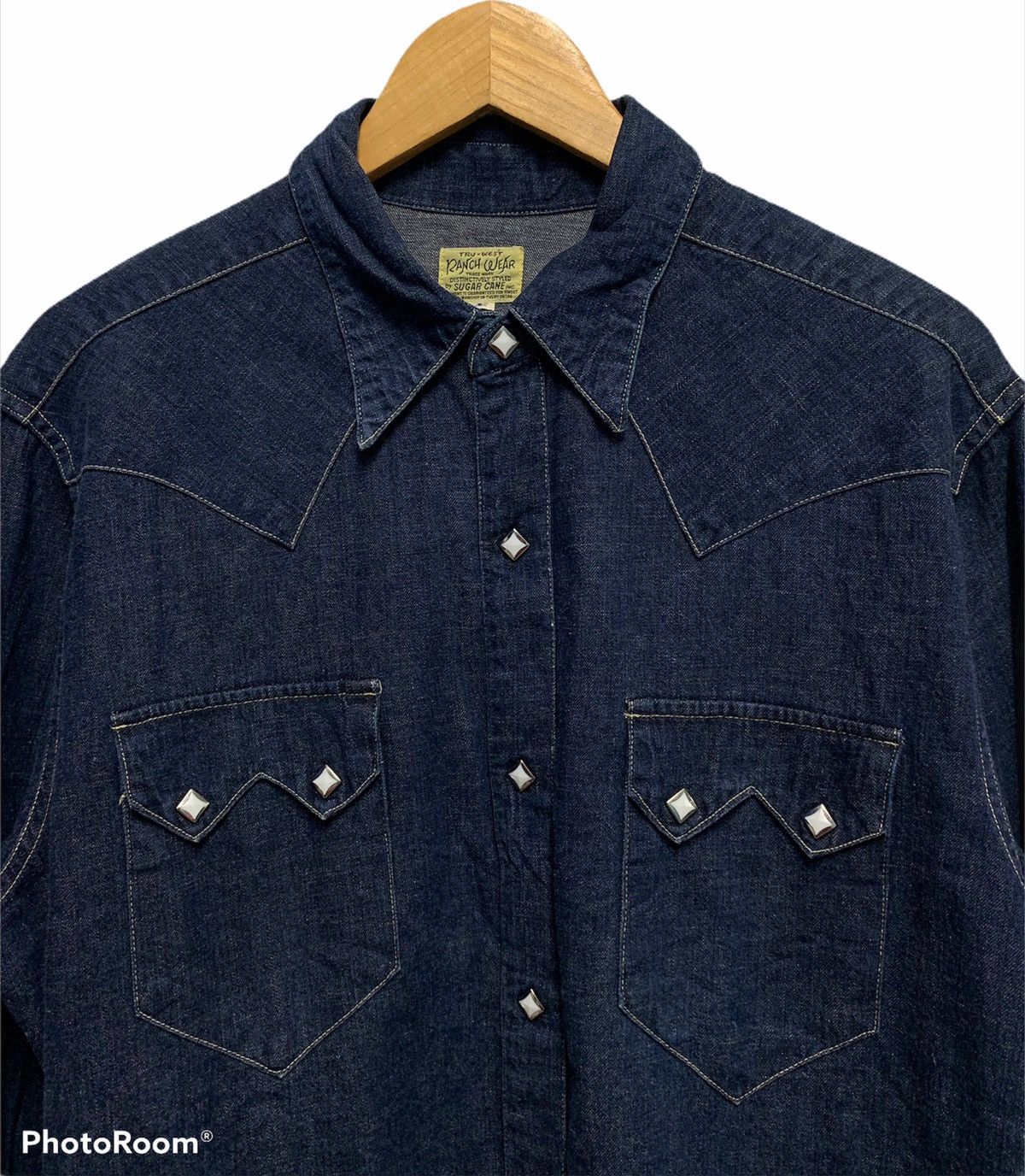 Mister Freedom × Sugar Cane × Toyo Enterprises 🇯🇵 80s Indigo Denim Sugar Cane Snap Button Western Ls Shirts Size US M / EU 48-50 / 2 - 2 Thumbnail