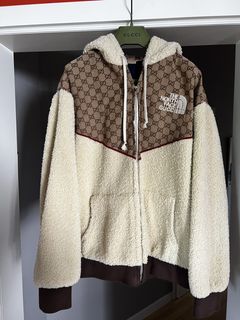 The North Face x Gucci GG Canvas Shearling Jacket 'Beige/Ebony
