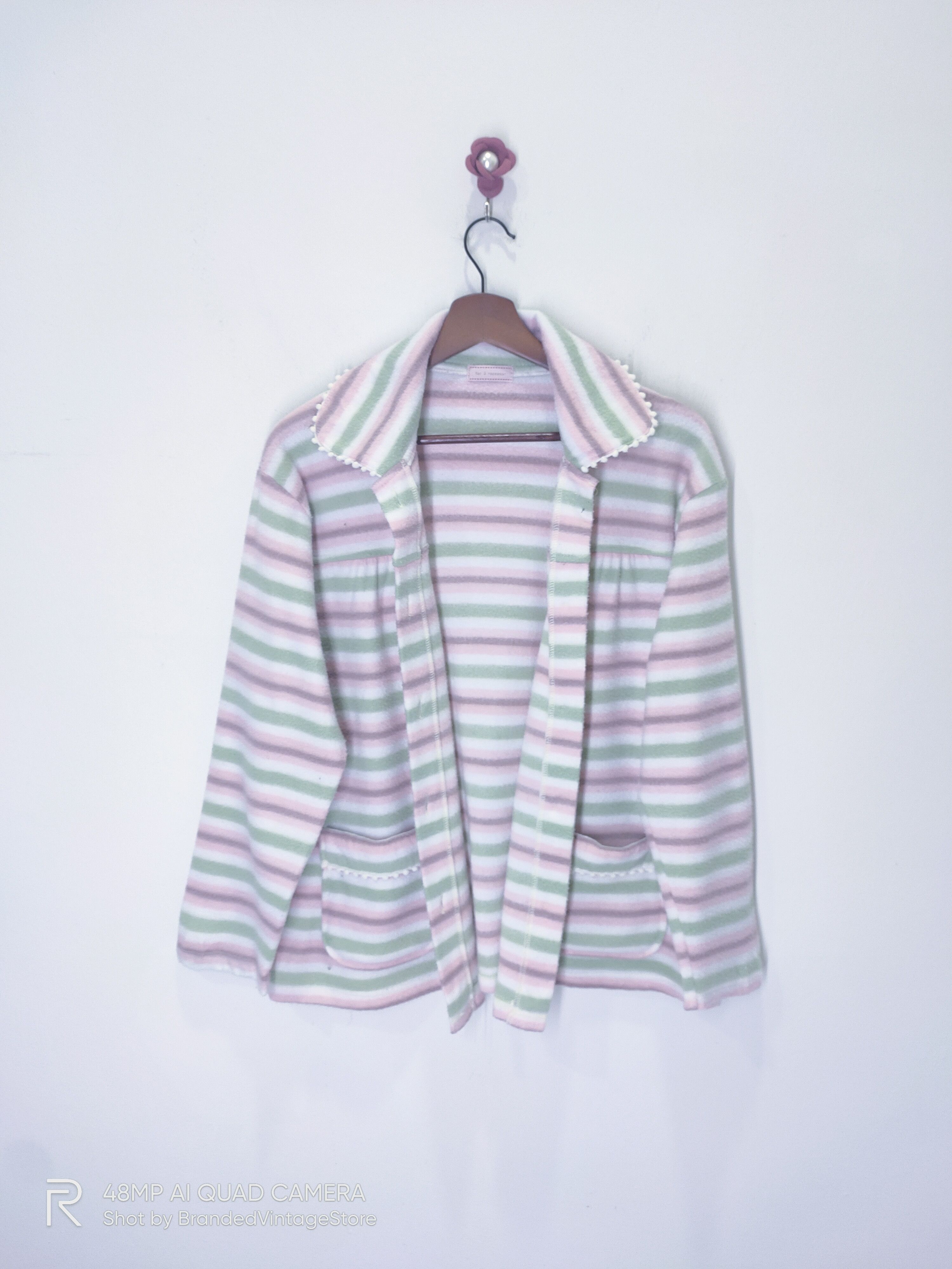 OVER THE STRiPES × Traditional Weatherwear FER É REPASSER Traditional Striped Fleece Button Sweatshirt Size L / US 10 / IT 46 - 3 Thumbnail