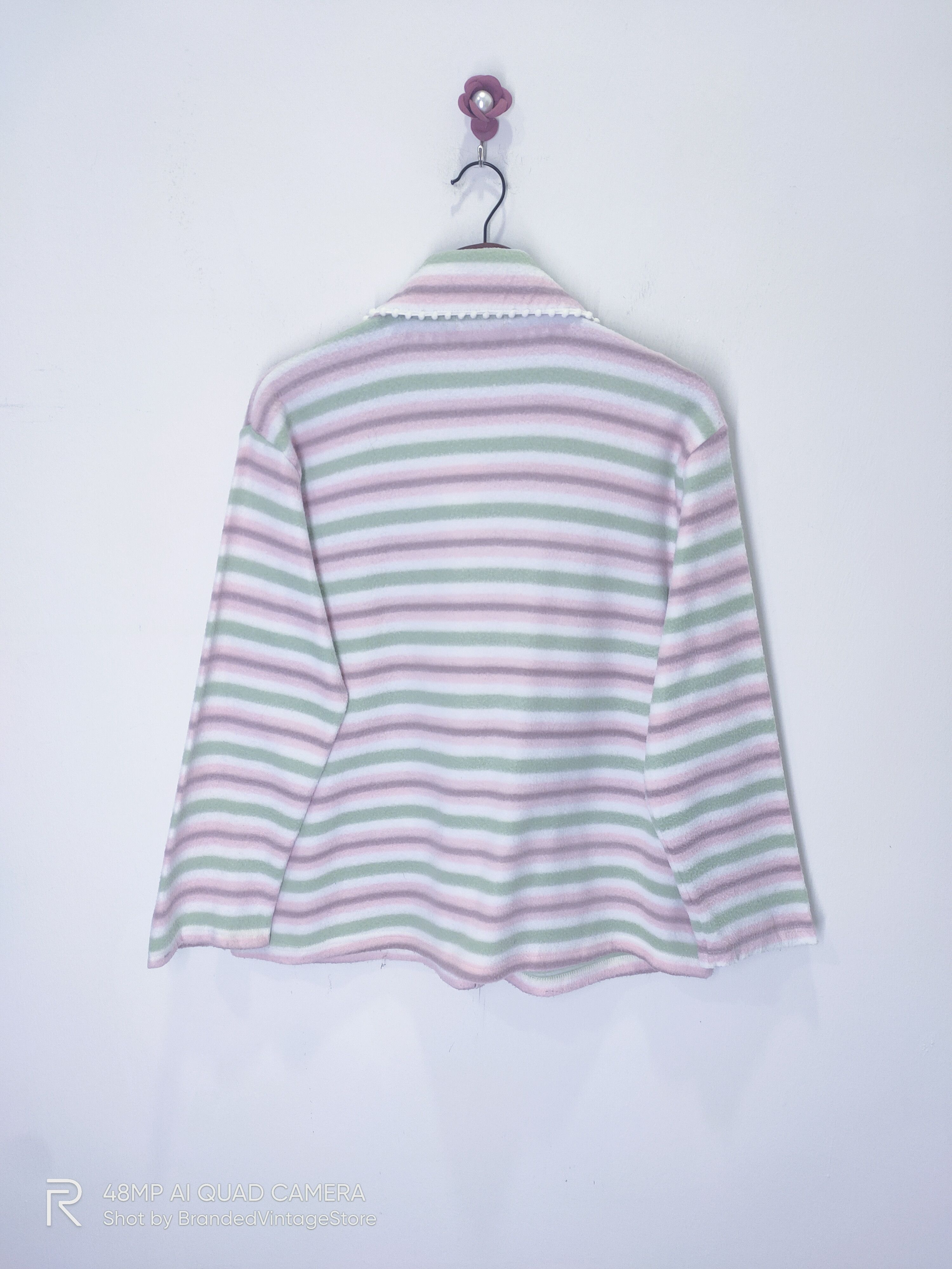 OVER THE STRiPES × Traditional Weatherwear FER É REPASSER Traditional Striped Fleece Button Sweatshirt Size L / US 10 / IT 46 - 2 Thumbnail