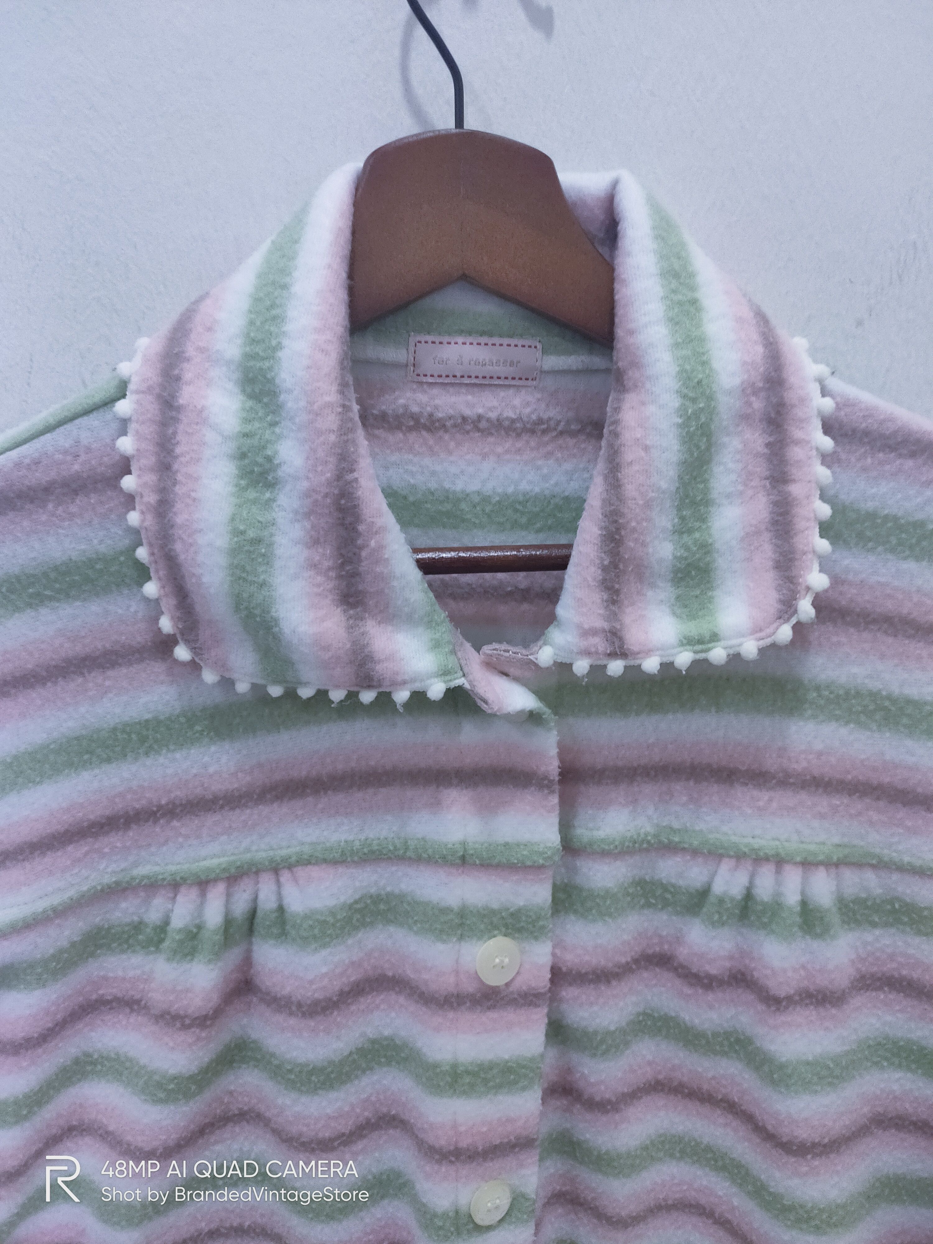 OVER THE STRiPES × Traditional Weatherwear FER É REPASSER Traditional Striped Fleece Button Sweatshirt Size L / US 10 / IT 46 - 7 Thumbnail