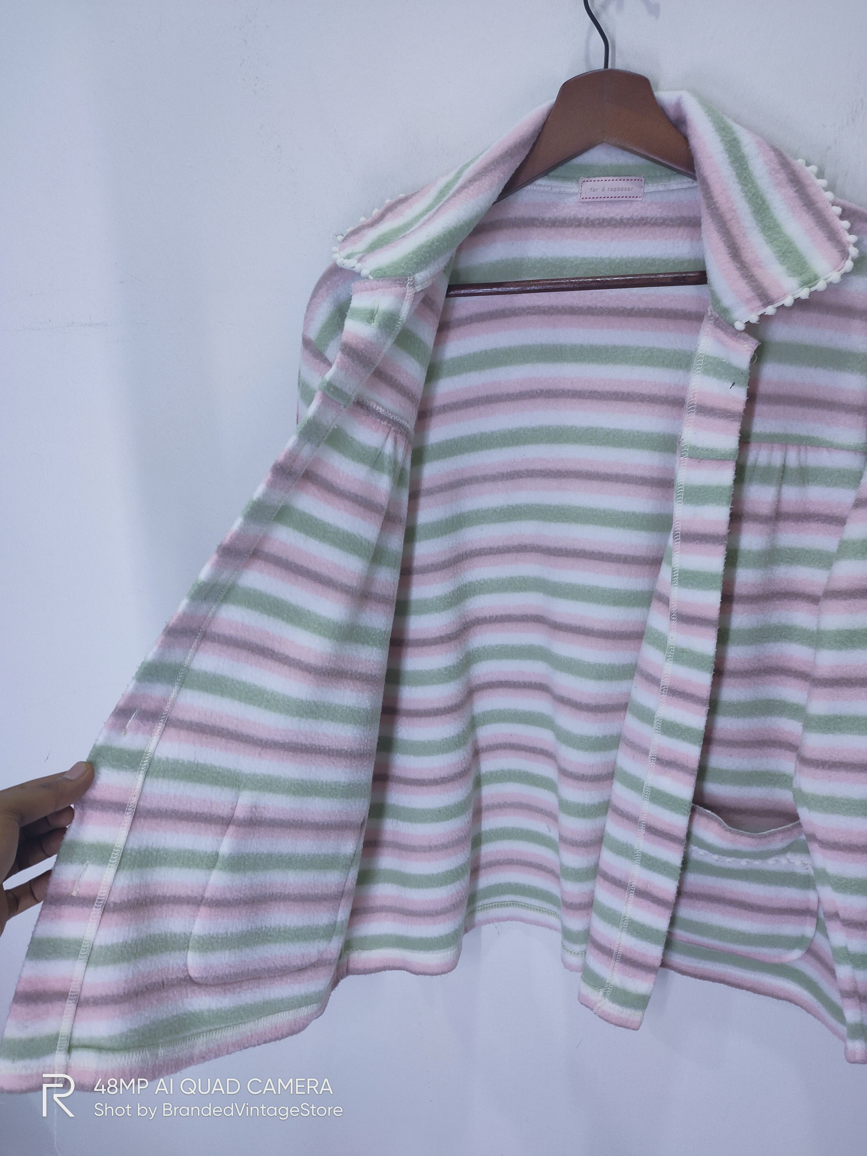 OVER THE STRiPES × Traditional Weatherwear FER É REPASSER Traditional Striped Fleece Button Sweatshirt Size L / US 10 / IT 46 - 4 Thumbnail
