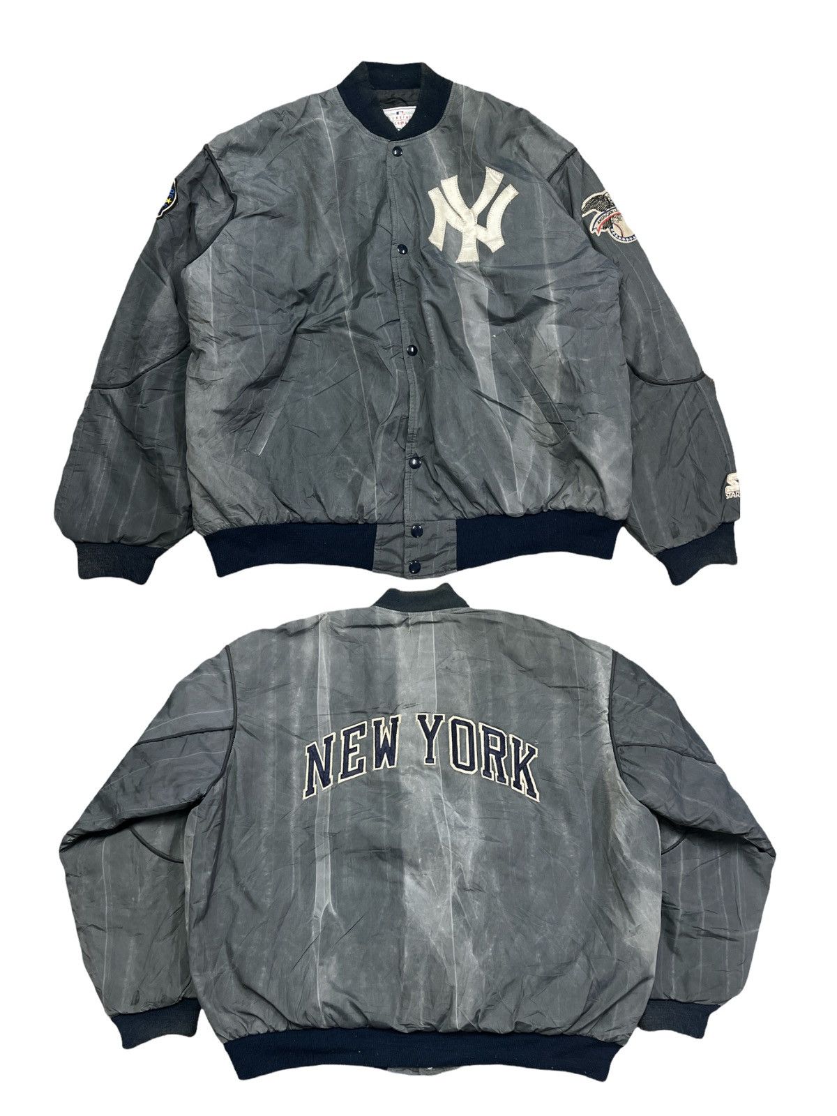 VINTAGE SUN FADED STARTER NEW YORK BOMBER JACKET