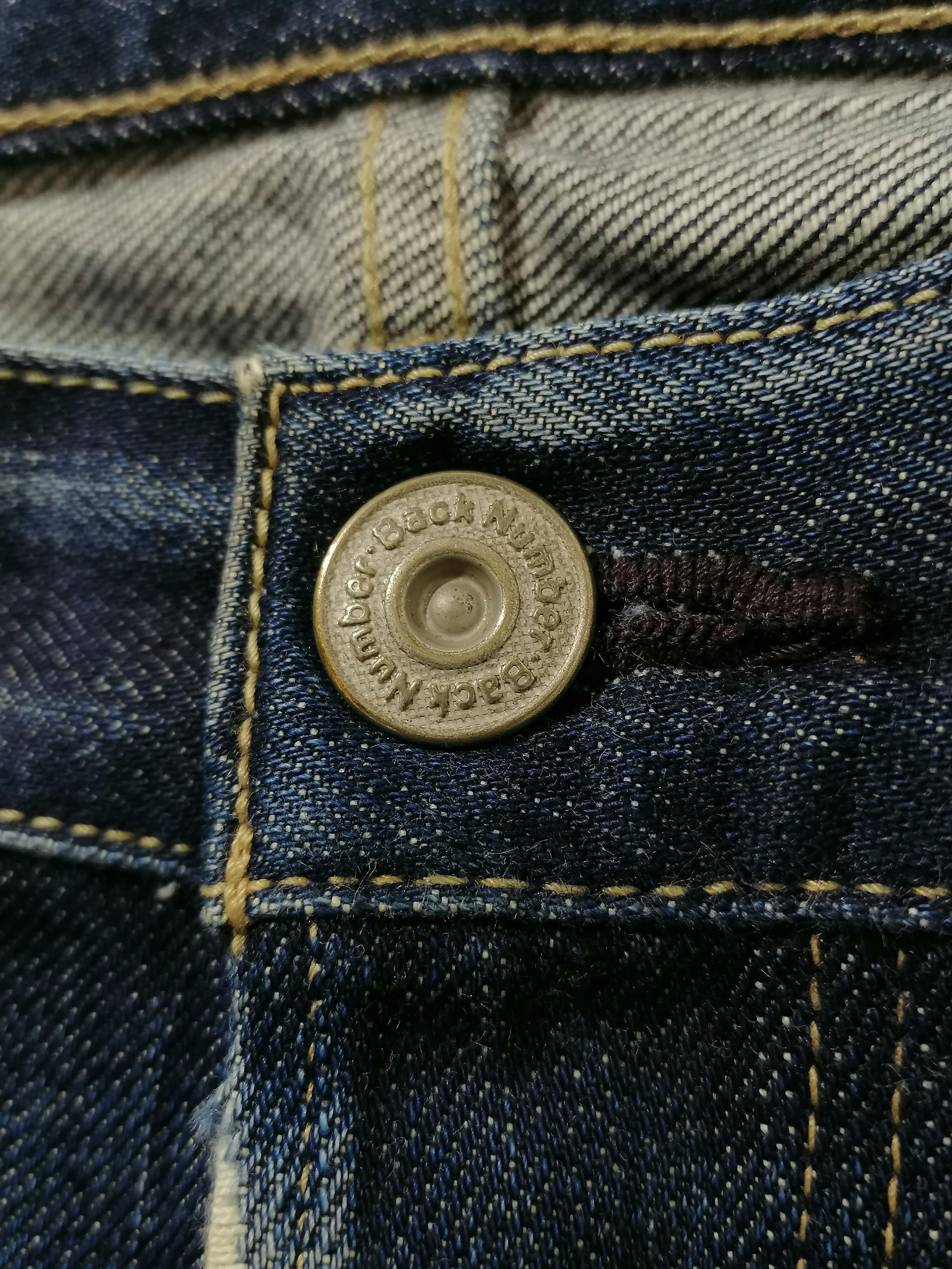 Designer × Japanese Brand Back Number JD Selvedge Fly Button Denim Jeans Size US 34 / EU 50 - 6 Thumbnail