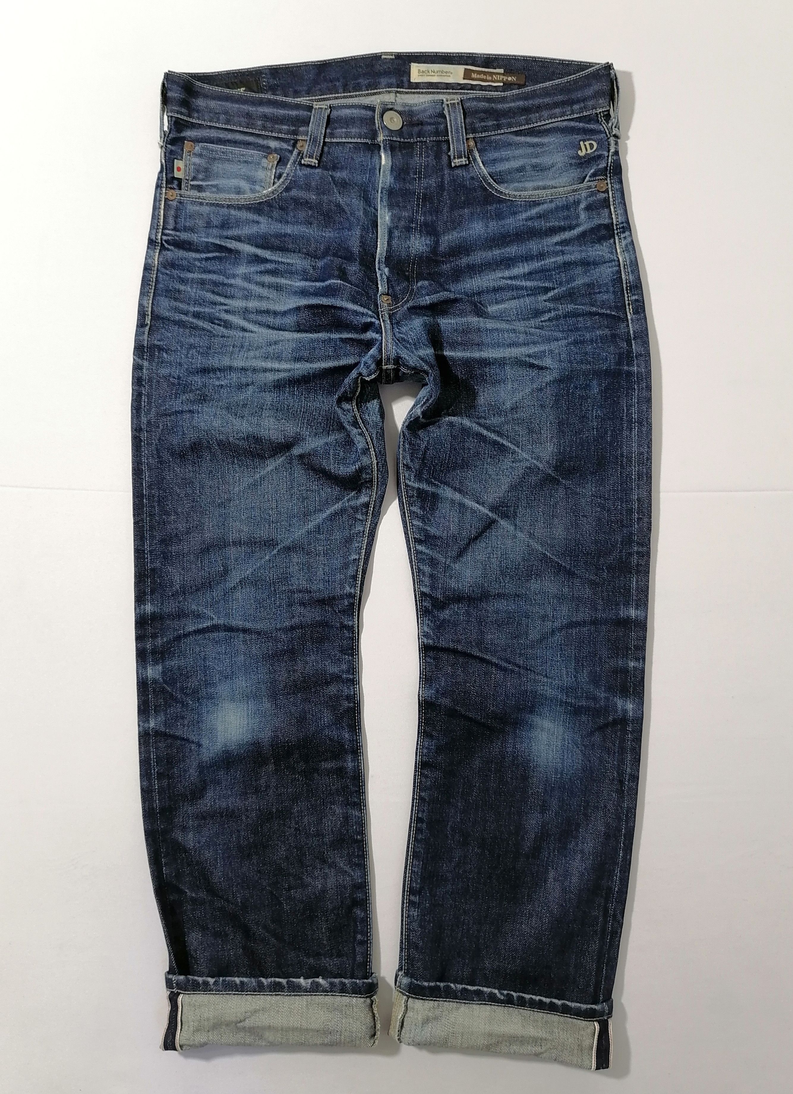 Designer × Japanese Brand Back Number JD Selvedge Fly Button Denim Jeans Size US 34 / EU 50 - 1 Thumbnail