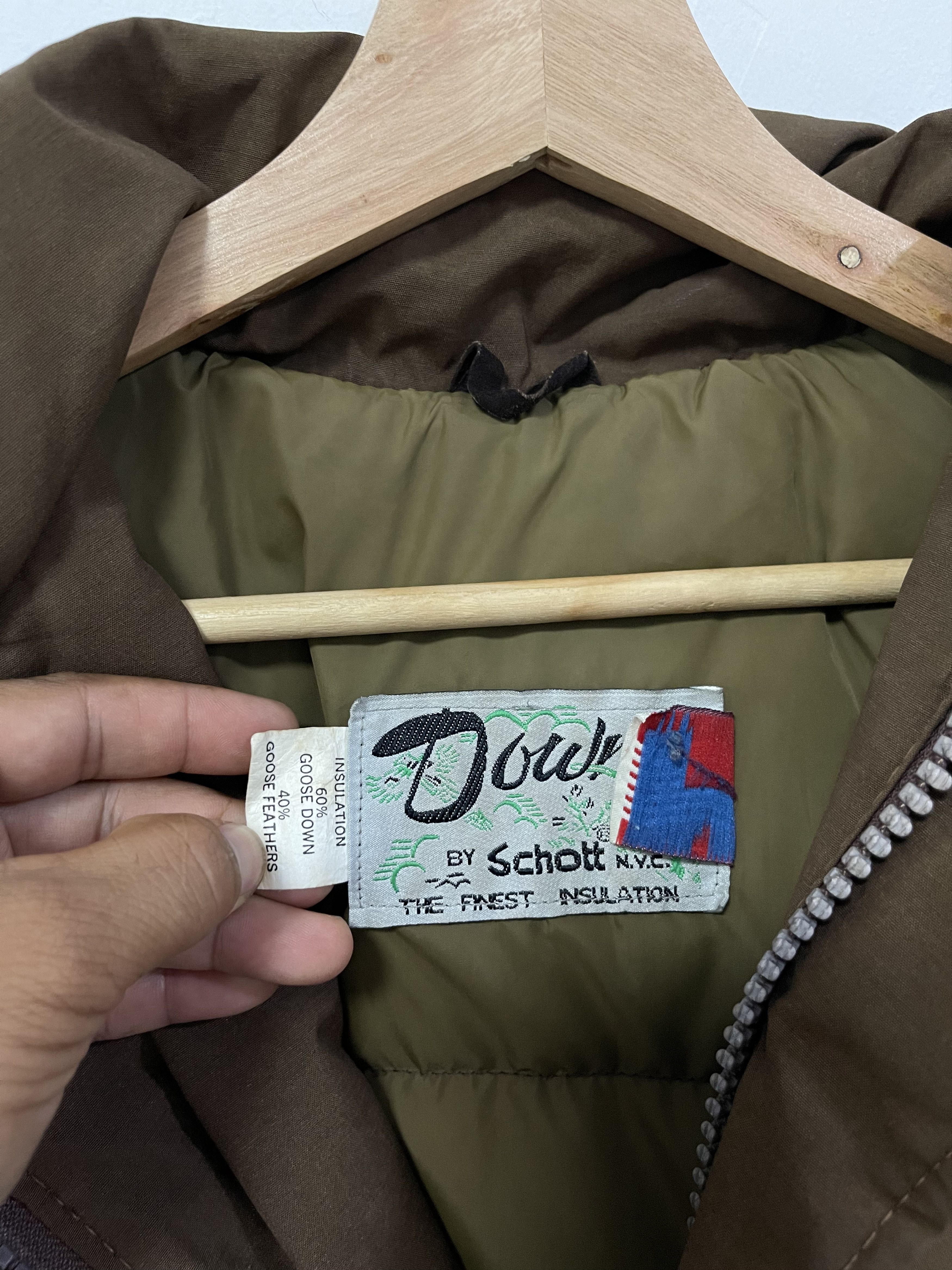 Schott Vintage Down By Schott Puffer Bomber Jacket Size US L / EU 52-54 / 3 - 14 Thumbnail