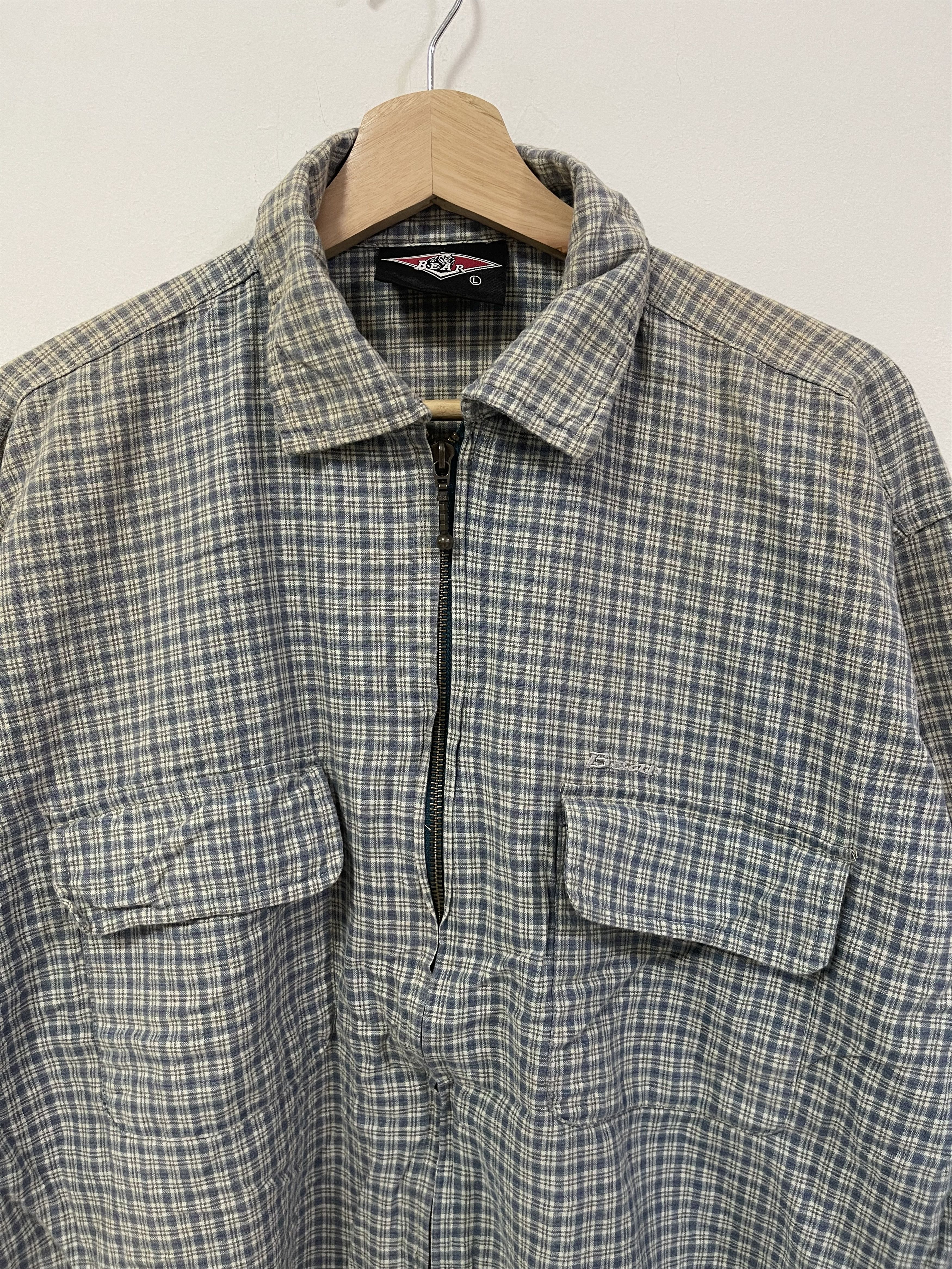 Japanese Brand × Vintage Vintage Bear Double Pocket Style Plaid Zip Up Distressed Size US L / EU 52-54 / 3 - 6 Thumbnail