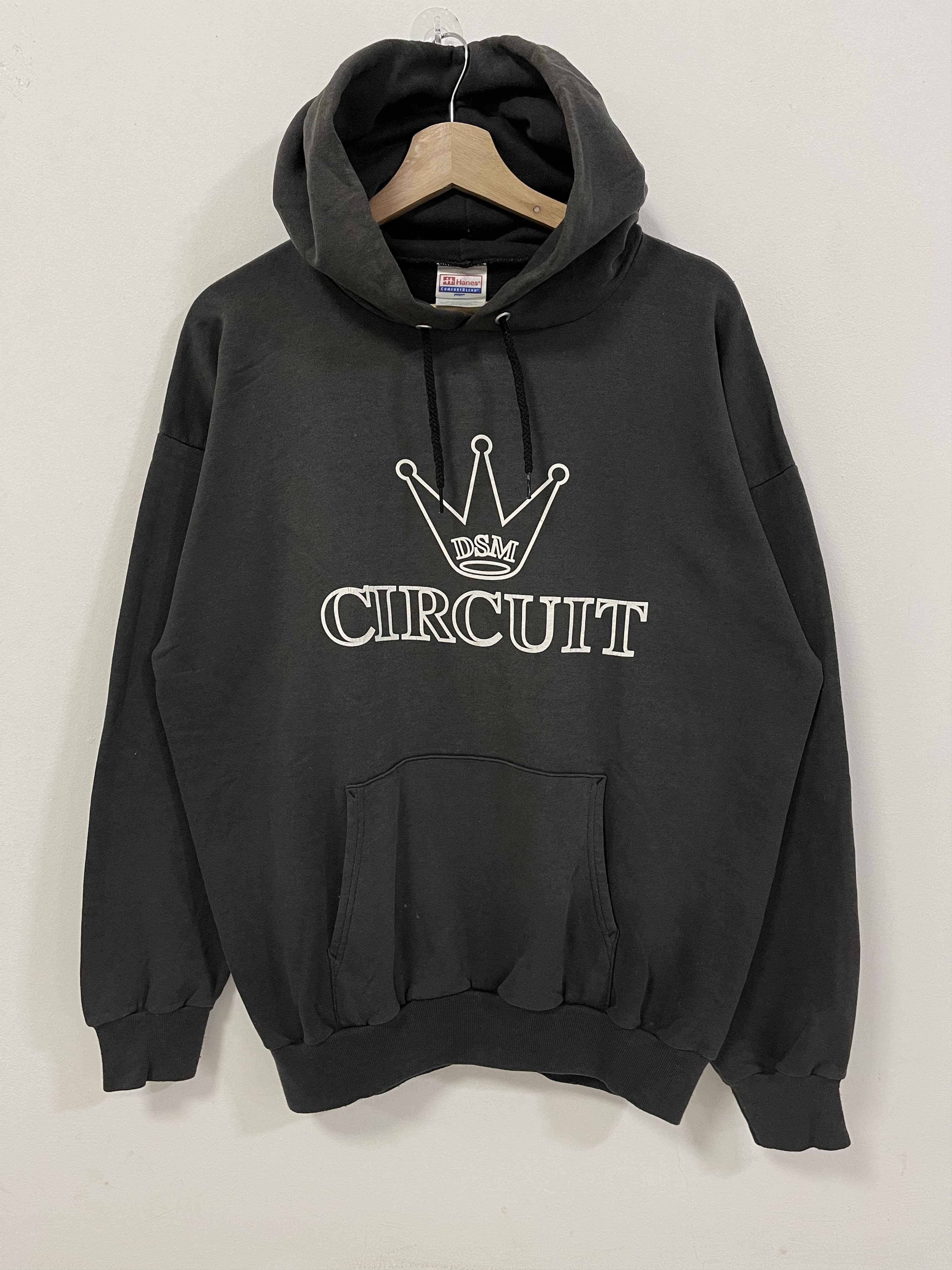 Hanes × Vintage Vintage Hanes Sun Faded Circuit Hoodie Sweatshirt Size US L / EU 52-54 / 3 - 1 Thumbnail