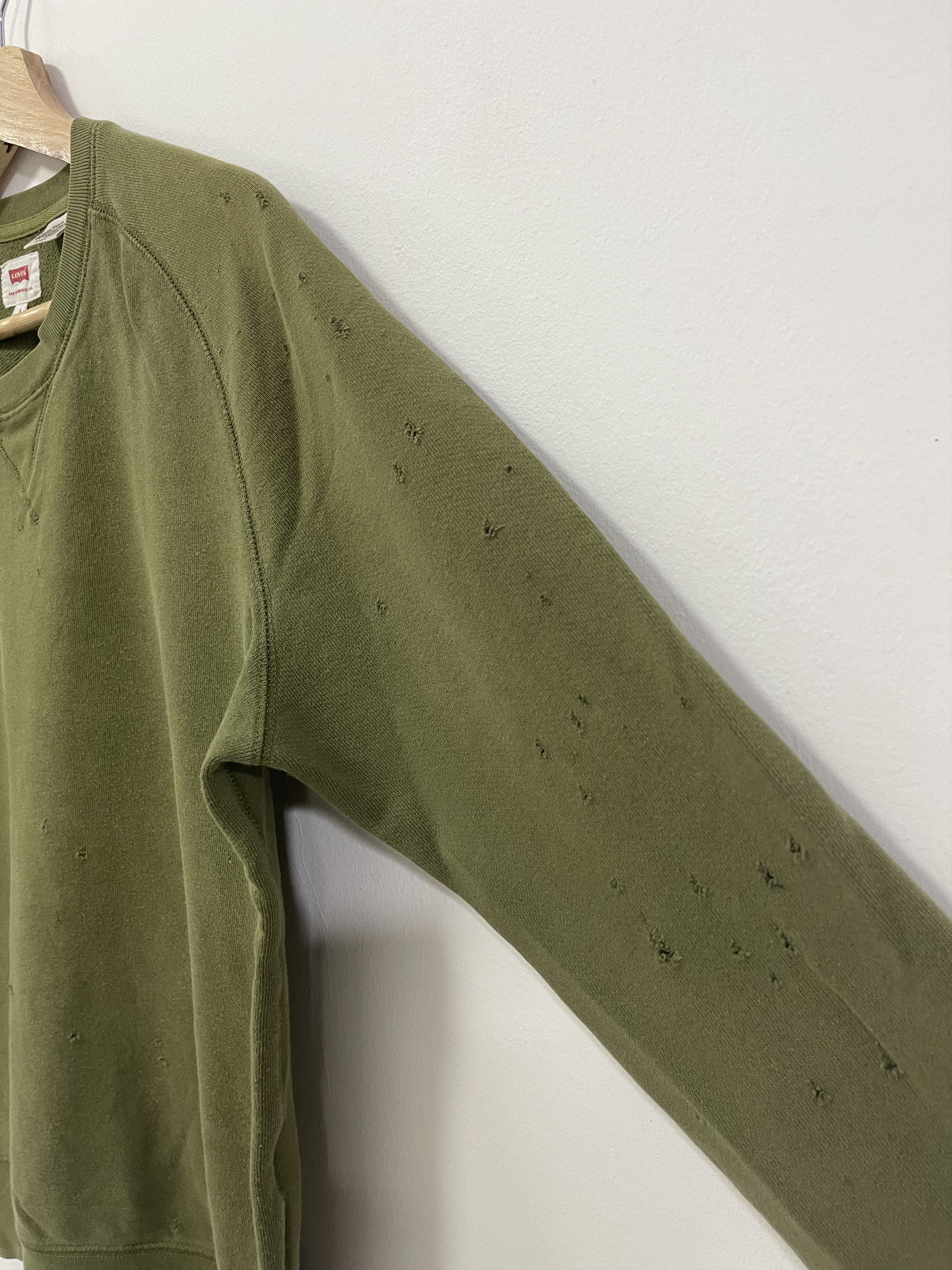 Levi's × Levi's Vintage Clothing × Vintage Vintage Levis Blank Ripped Army Green Distressed Sweatshirt Size US S / EU 44-46 / 1 - 4 Thumbnail