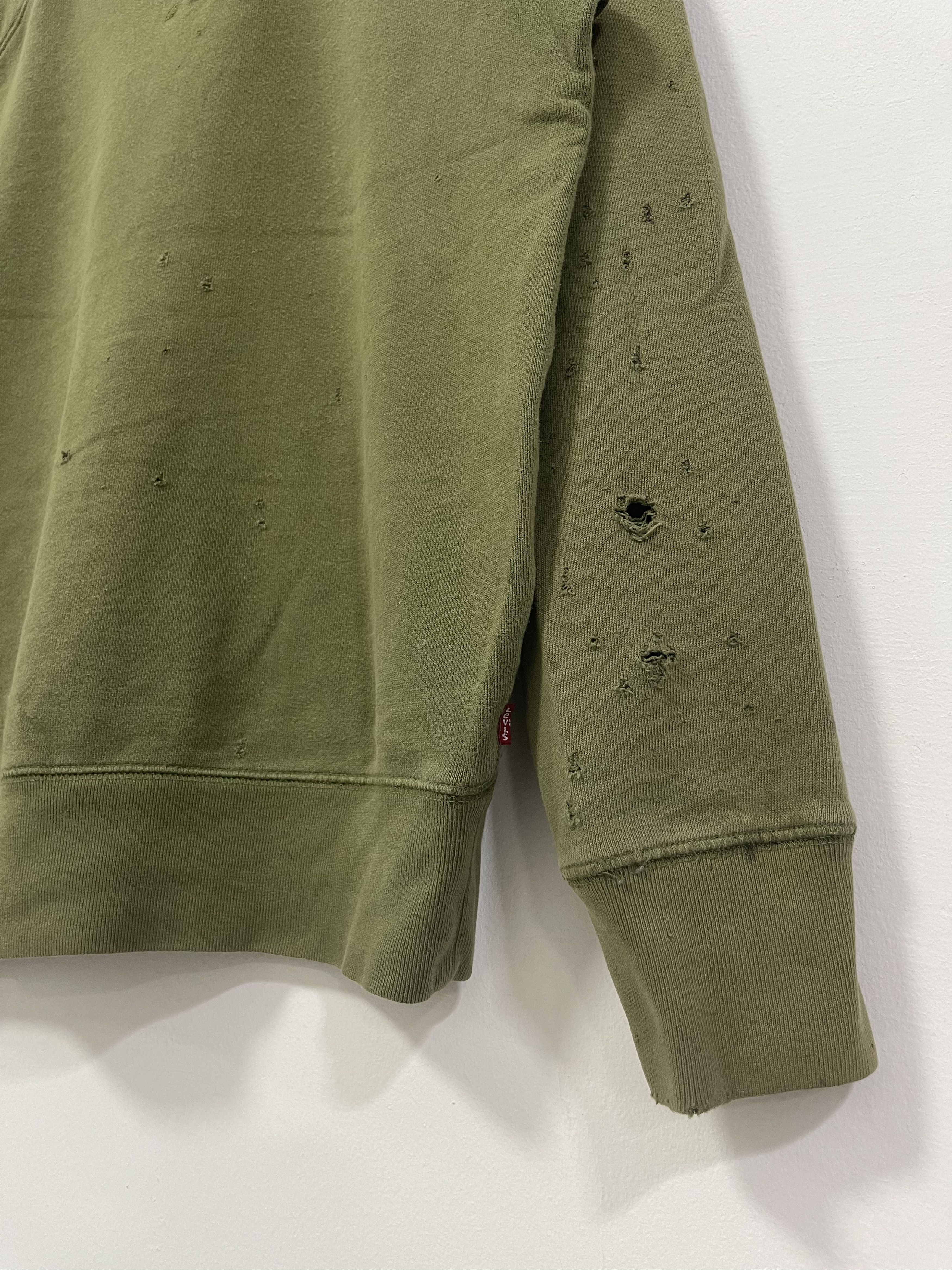 Levi's × Levi's Vintage Clothing × Vintage Vintage Levis Blank Ripped Army Green Distressed Sweatshirt Size US S / EU 44-46 / 1 - 2 Thumbnail