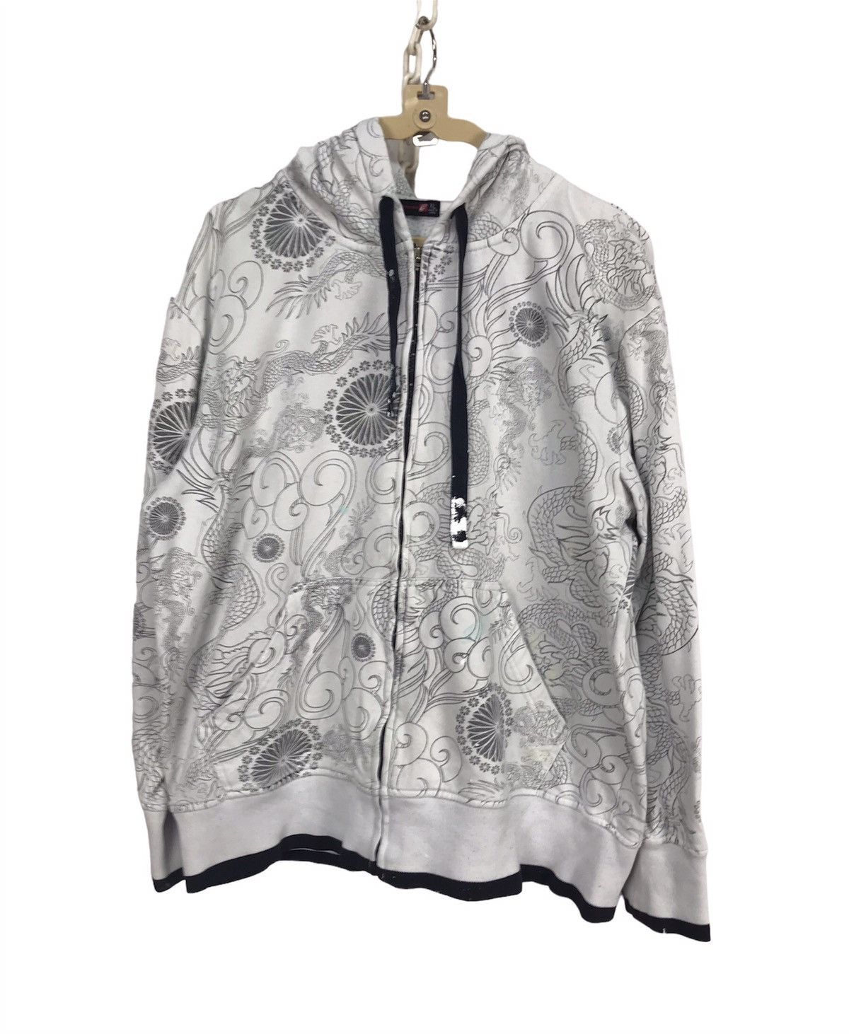 Japanese Brand Fullprint sukajan distressed zipper hoodie Size US L / EU 52-54 / 3 - 1 Thumbnail