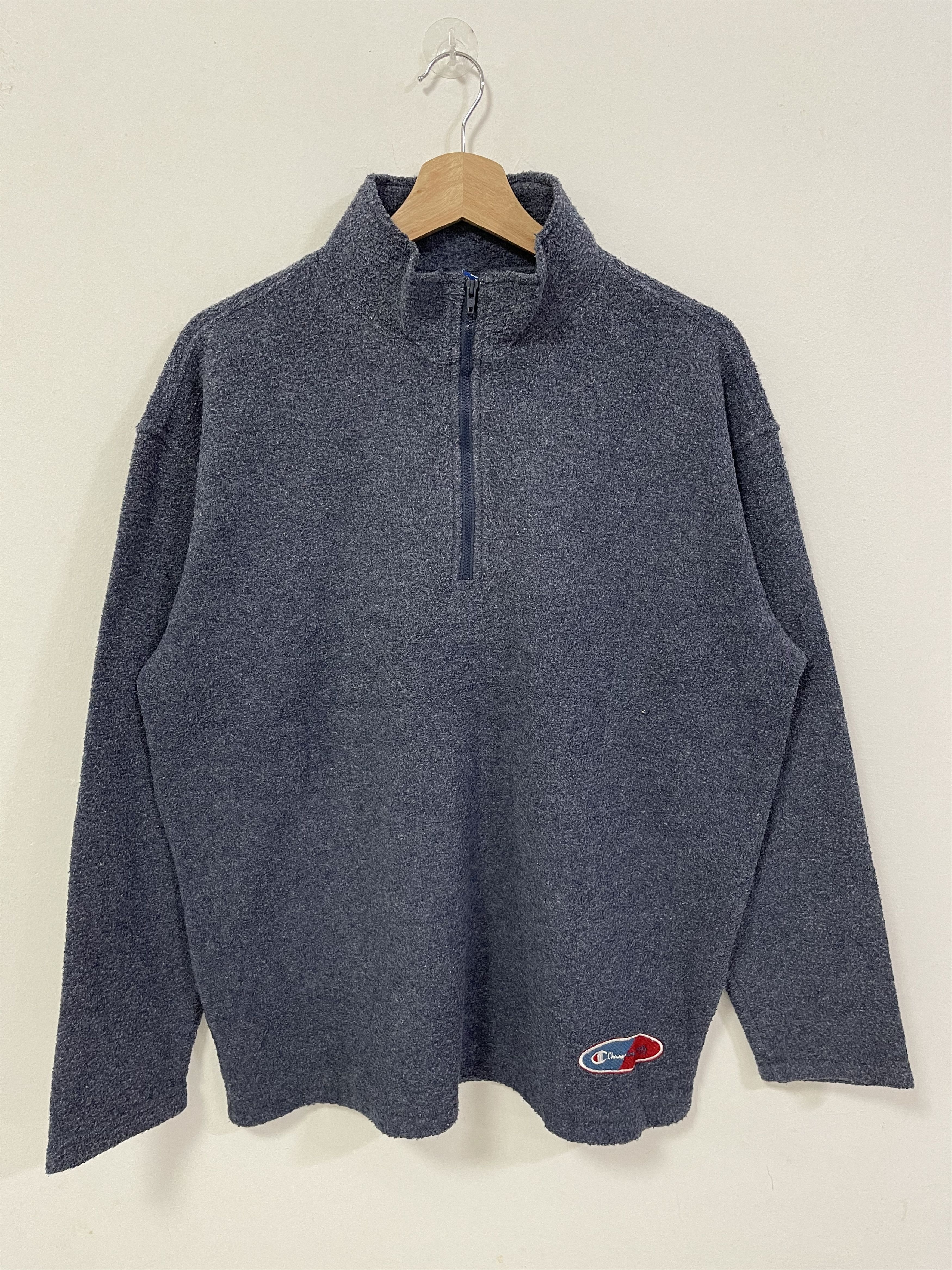 Vintage Champion Mini Logo Half Zip Fleece Sweatshirt